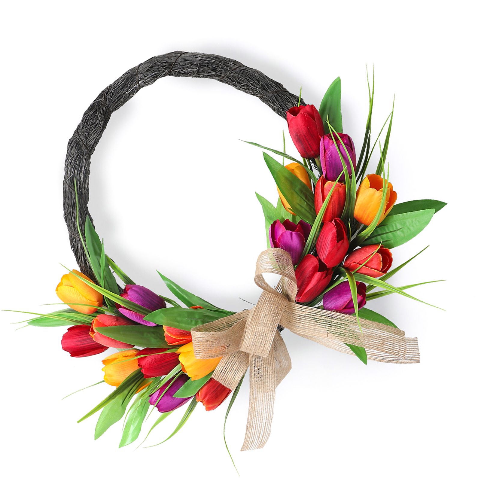 Artificial Flower Wreath 40cm Spring Summer Wreath Front Door Decoration for view 8