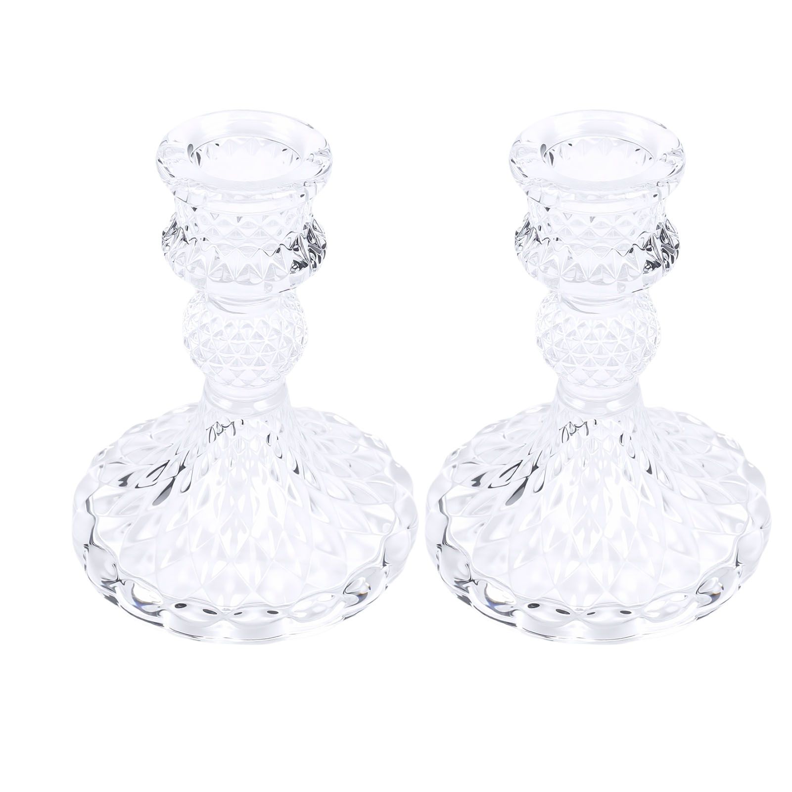 Candlestick Holders Set Clear Glass Taper Candle Holders for Wedding Party