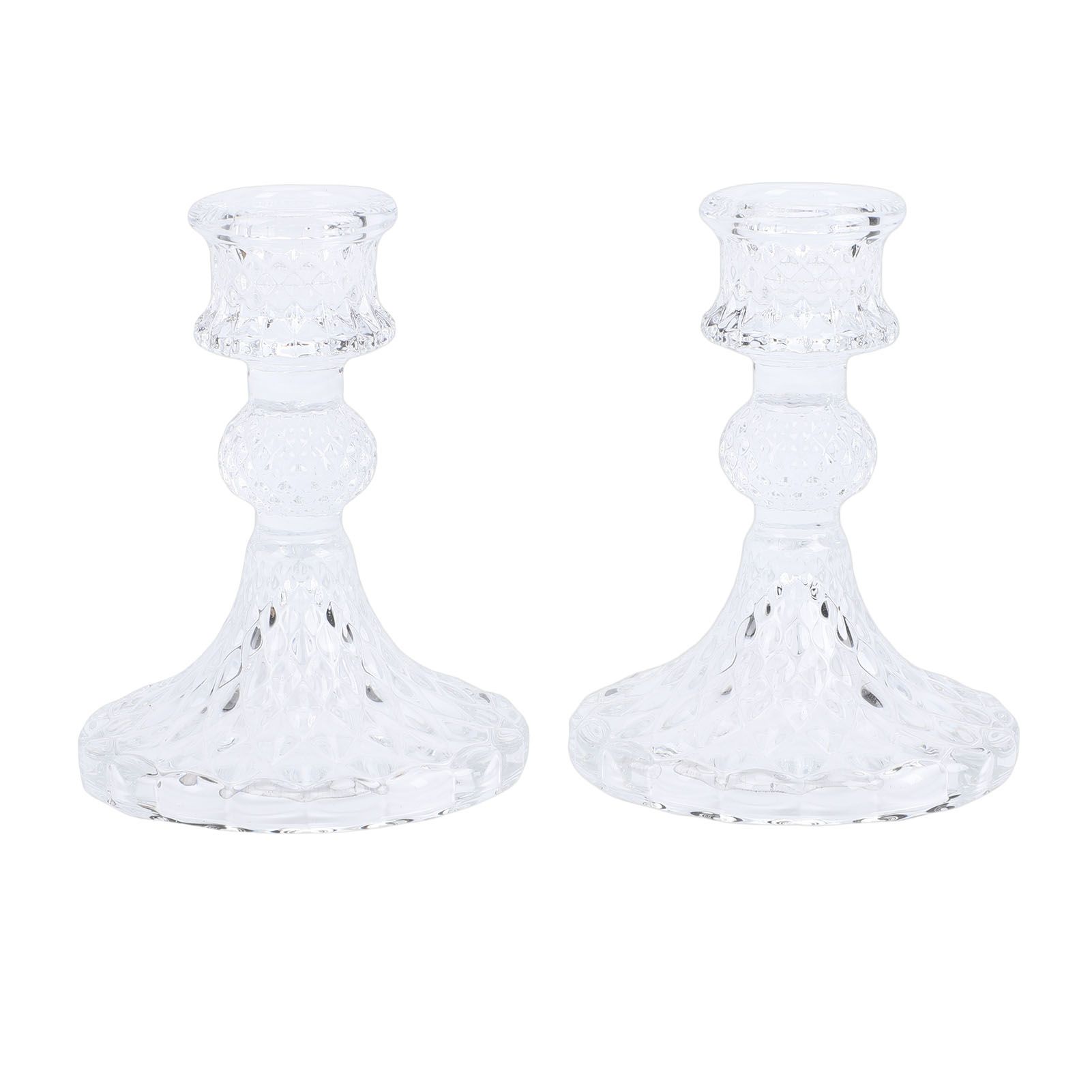 Candlestick Holders Set Clear Glass Taper Candle Holders for Wedding Party view 3