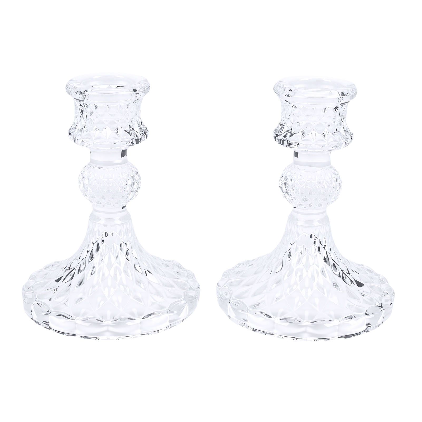 Candlestick Holders Set Clear Glass Taper Candle Holders for Wedding Party view 4
