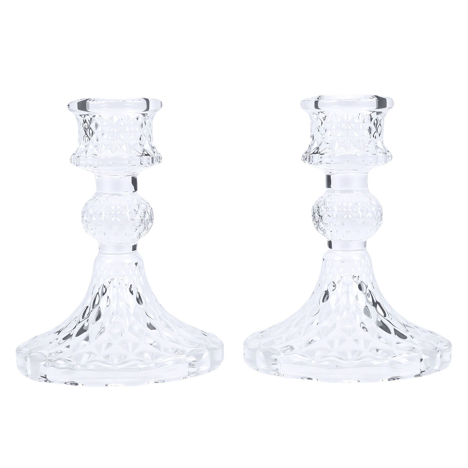 Candlestick Holders Set Clear Glass Taper Candle Holders for Wedding Party view 6