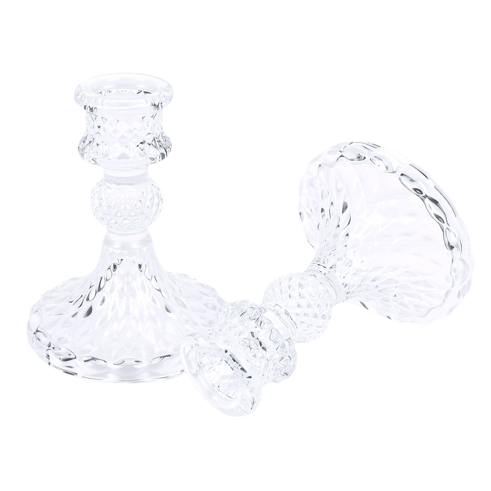 Candlestick Holders Set Clear Glass Taper Candle Holders for Wedding Party view 8
