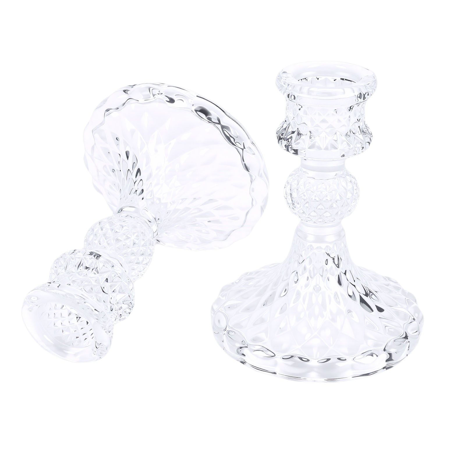 Candlestick Holders Set Clear Glass Taper Candle Holders for Wedding Party view 9