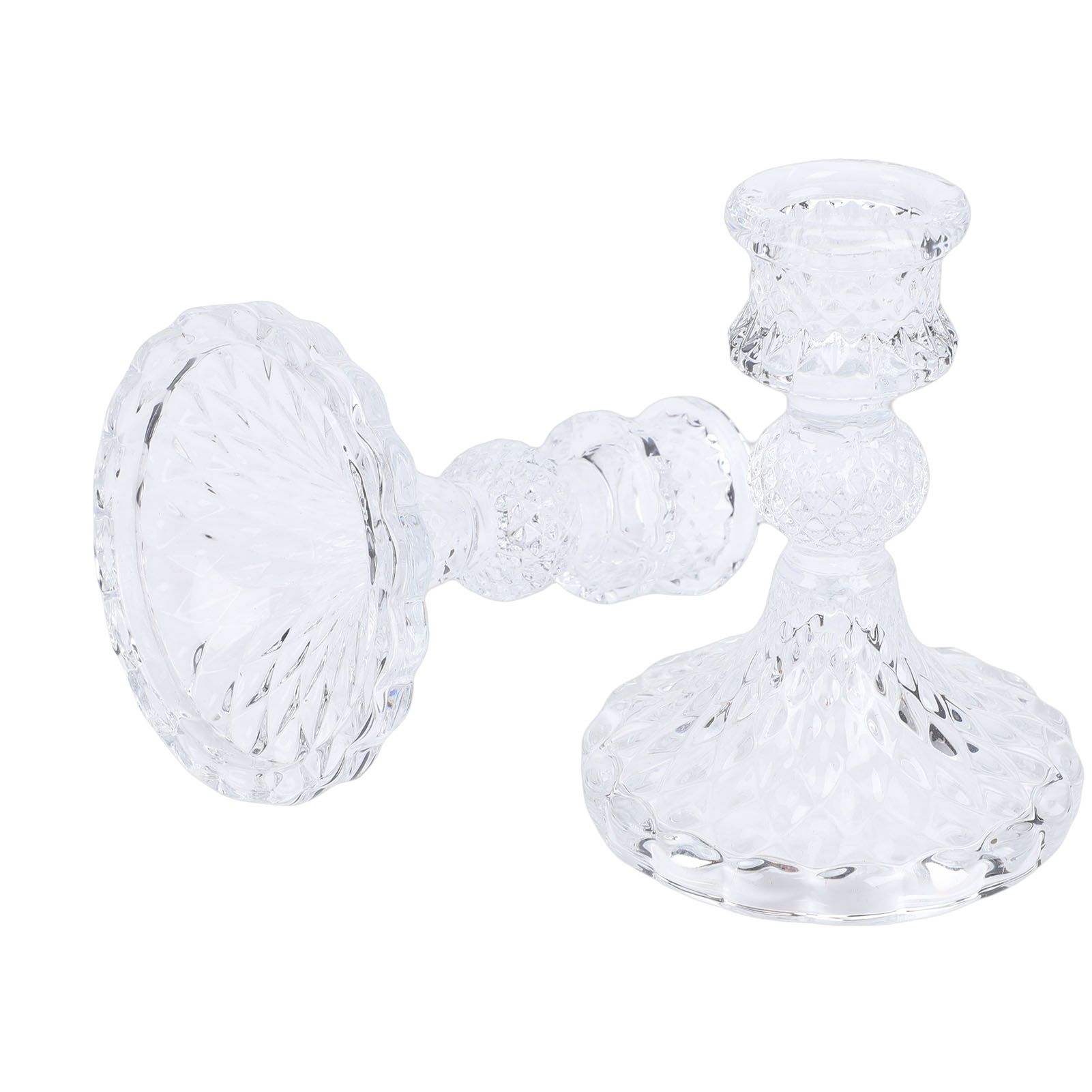 Candlestick Holders Set Clear Glass Taper Candle Holders for Wedding Party view 12