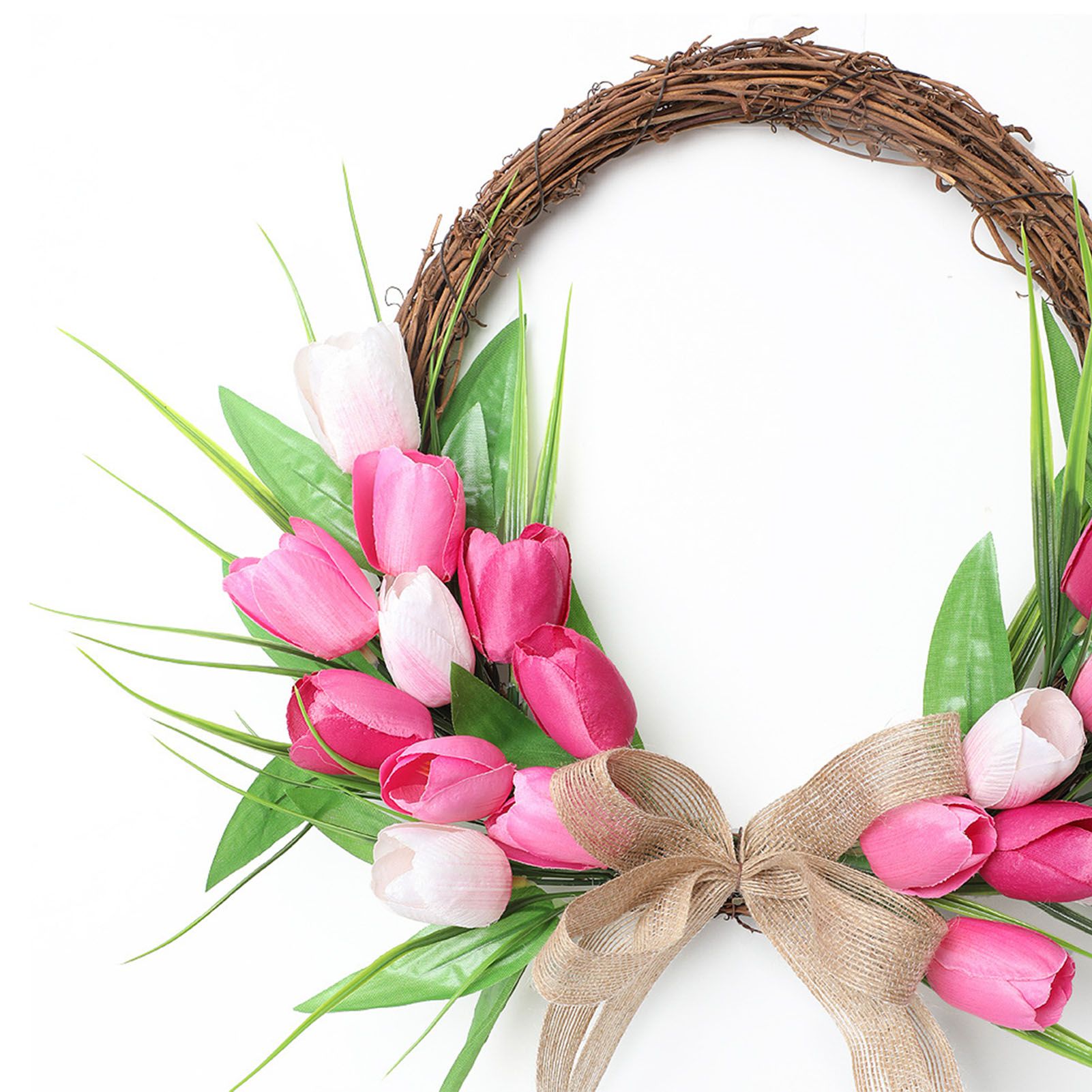 Flower Wreath Front Door Easter Wreath Fadeproof Artificial Spring Wreath for view 2