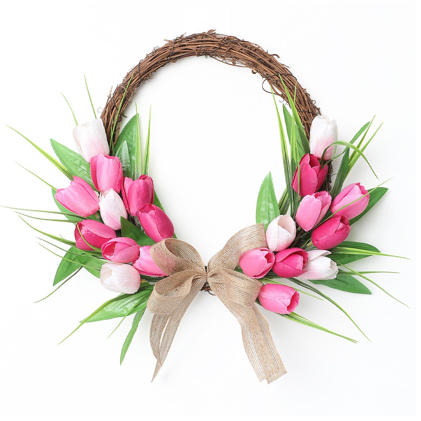 Flower Wreath Front Door Easter Wreath Fadeproof Artificial Spring Wreath for view 3