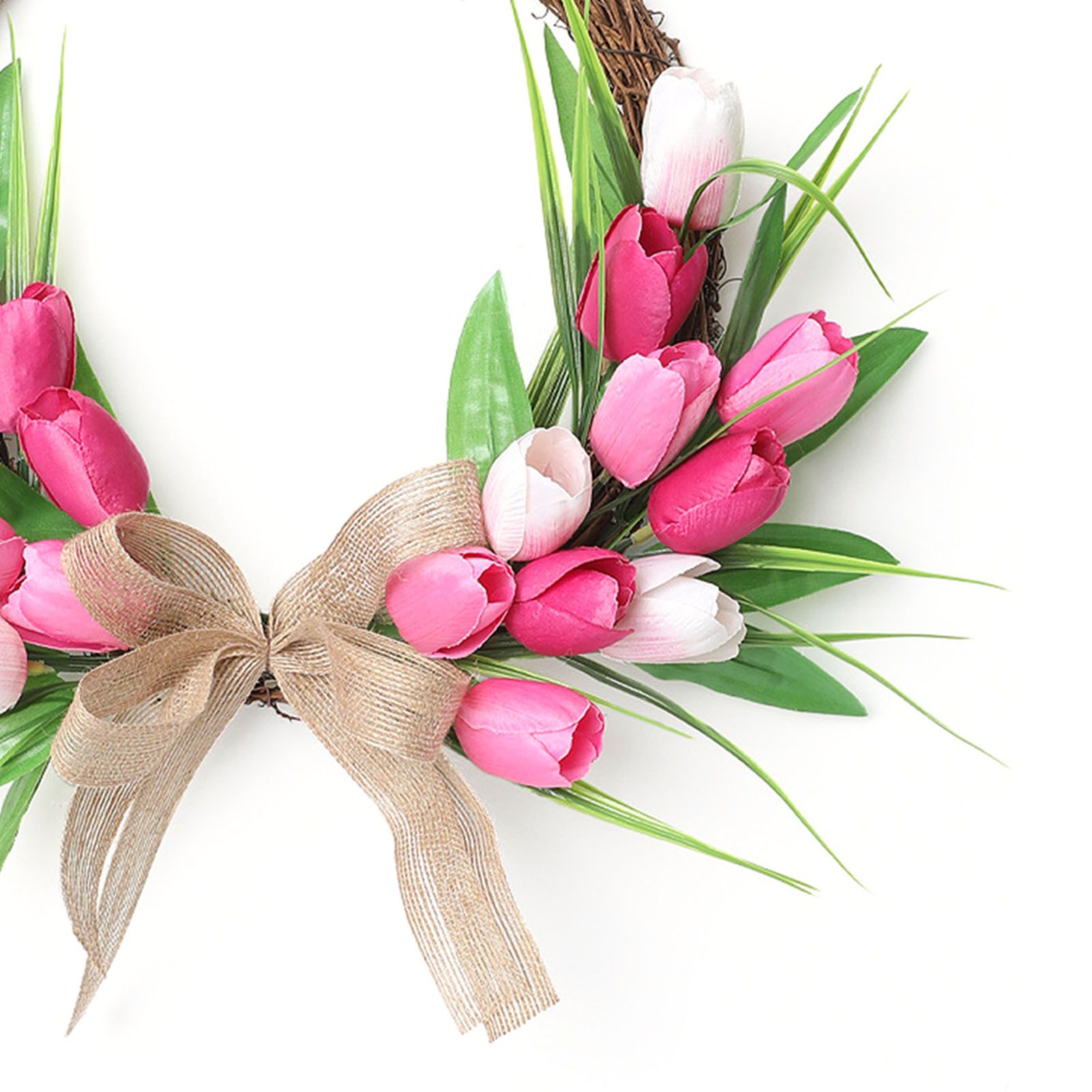 Flower Wreath Front Door Easter Wreath Fadeproof Artificial Spring Wreath for view 5