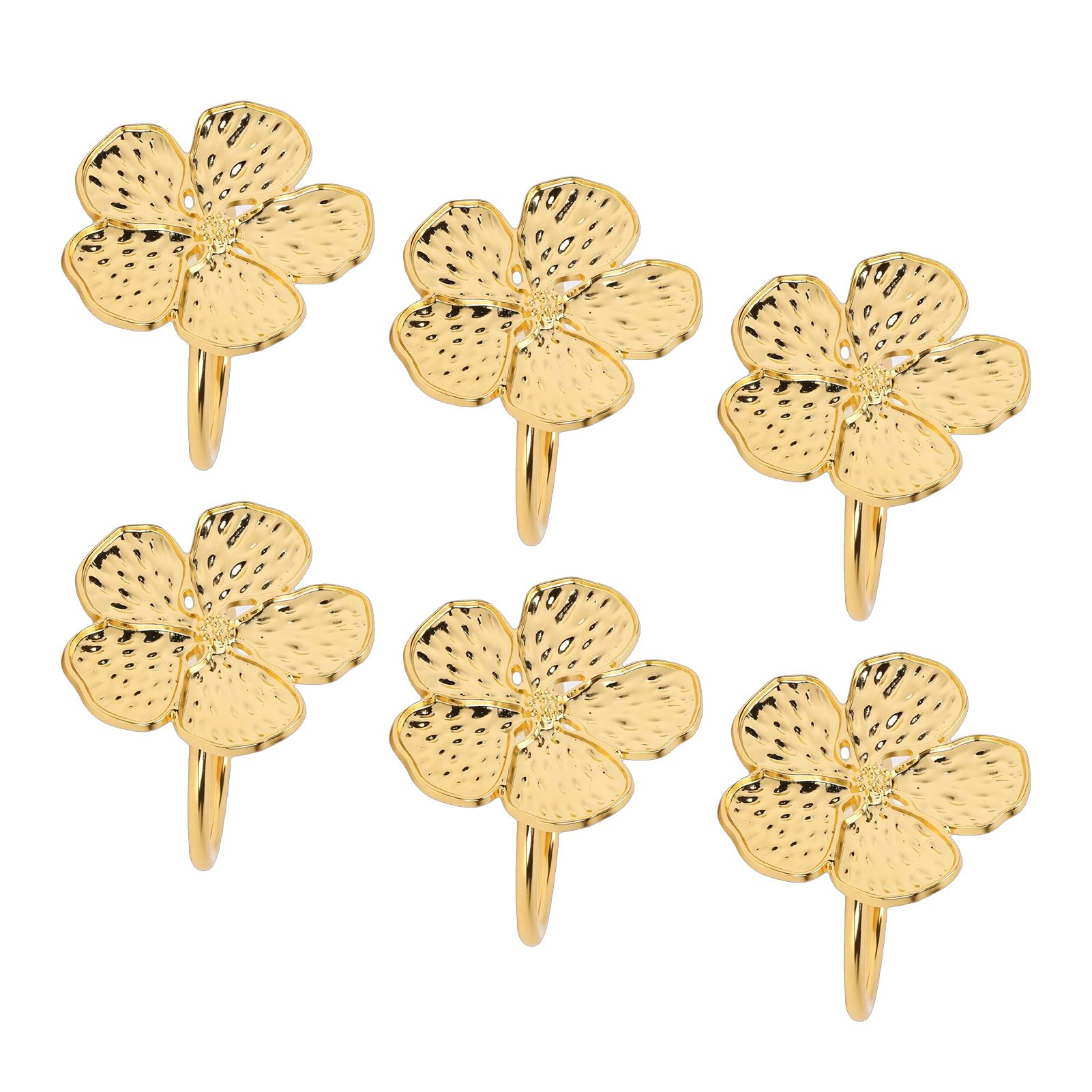 6 Pcs Floral Serviette Buckles Zinc Alloy Elegant Flower Napkin Holder Rings