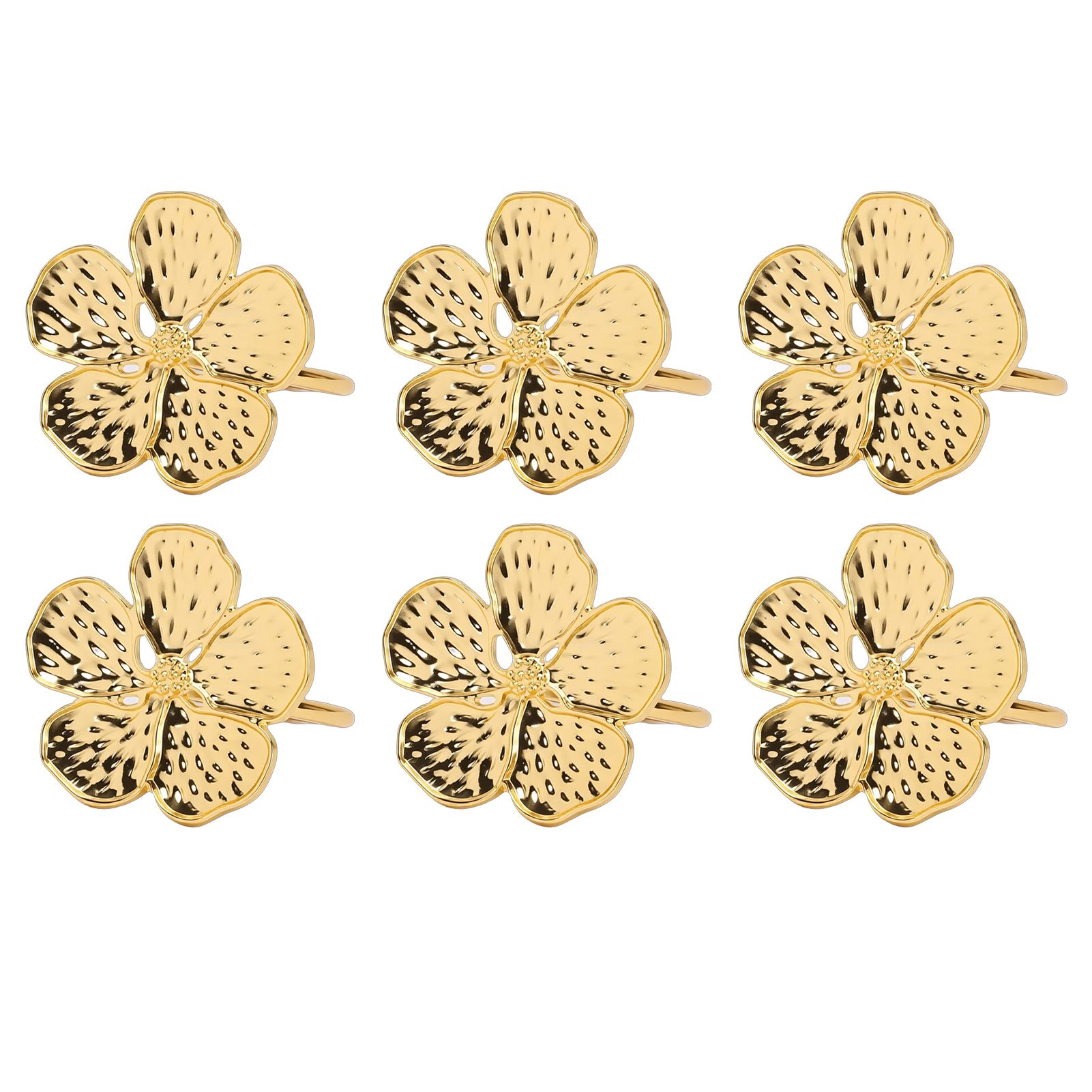 6 Pcs Floral Serviette Buckles Zinc Alloy Elegant Flower Napkin Holder Rings view 3