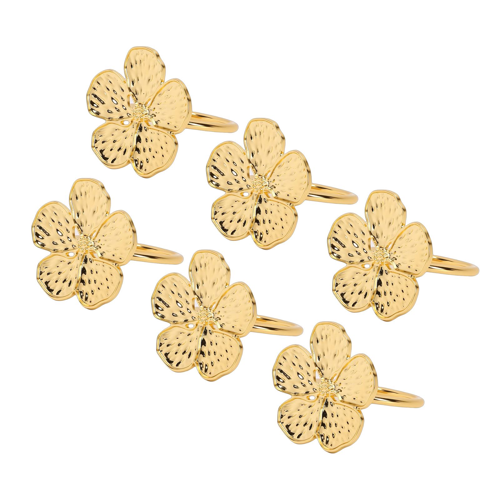 6 Pcs Floral Serviette Buckles Zinc Alloy Elegant Flower Napkin Holder Rings view 4