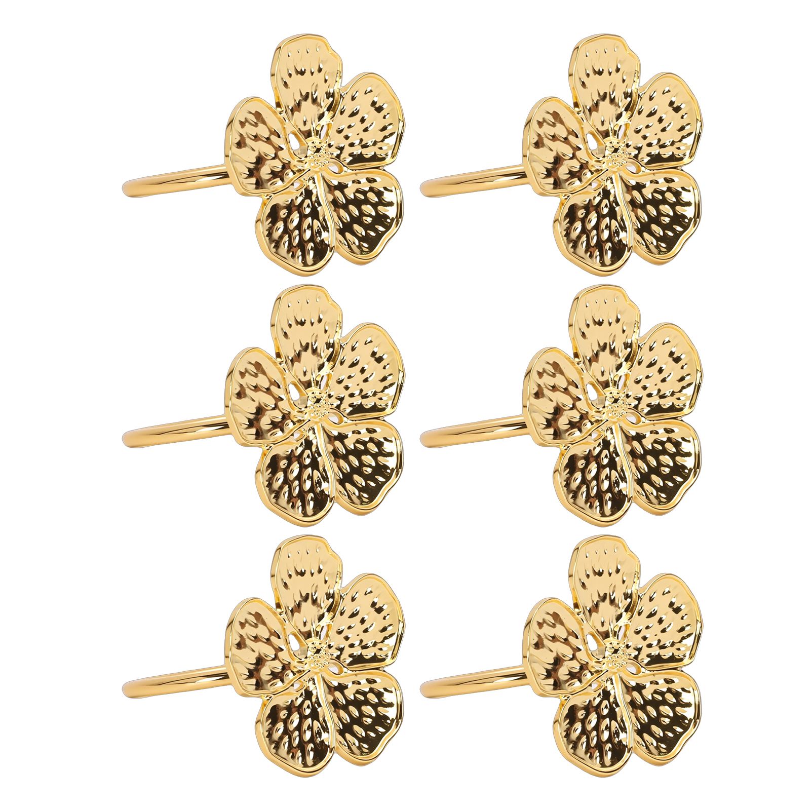 6 Pcs Floral Serviette Buckles Zinc Alloy Elegant Flower Napkin Holder Rings view 6