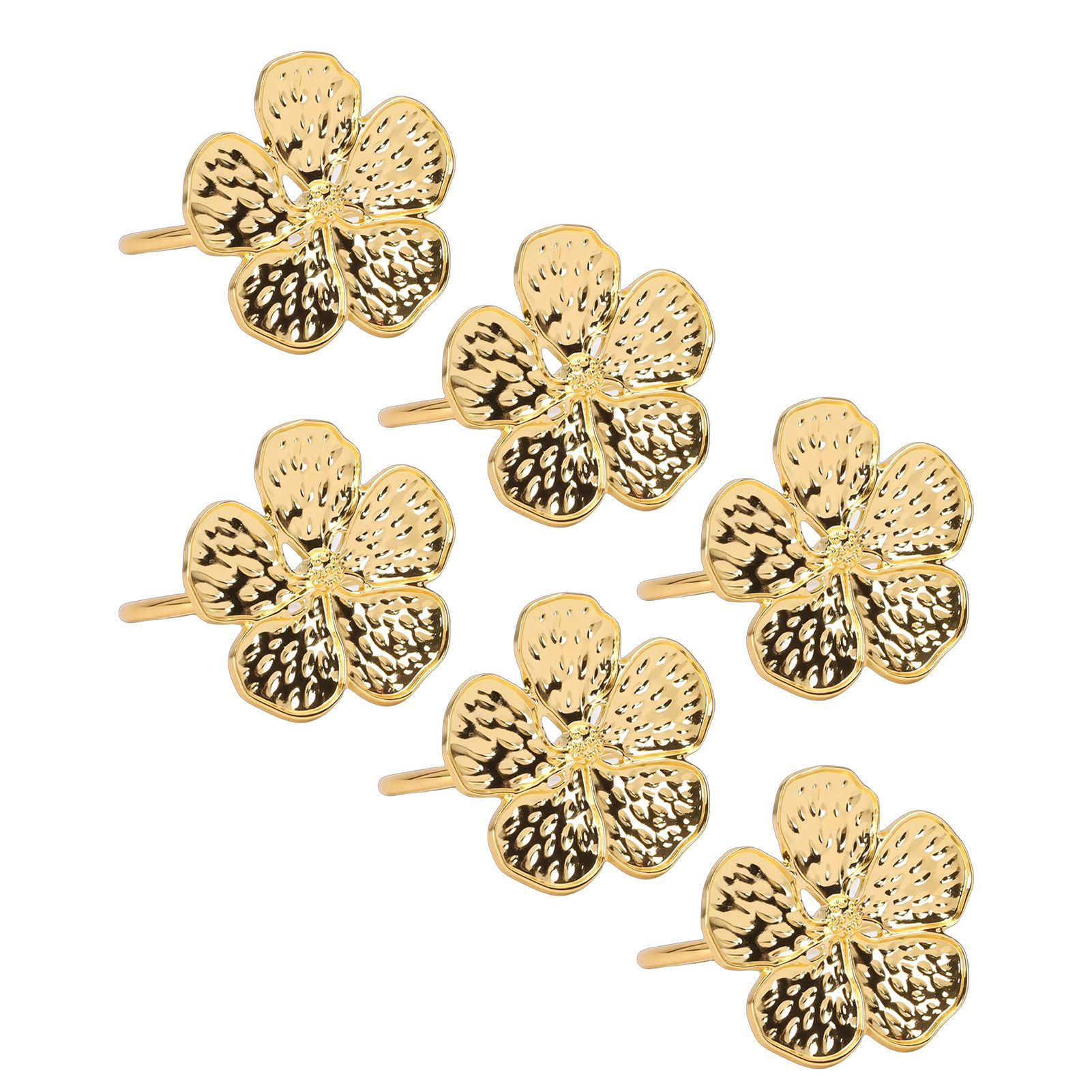 6 Pcs Floral Serviette Buckles Zinc Alloy Elegant Flower Napkin Holder Rings view 8