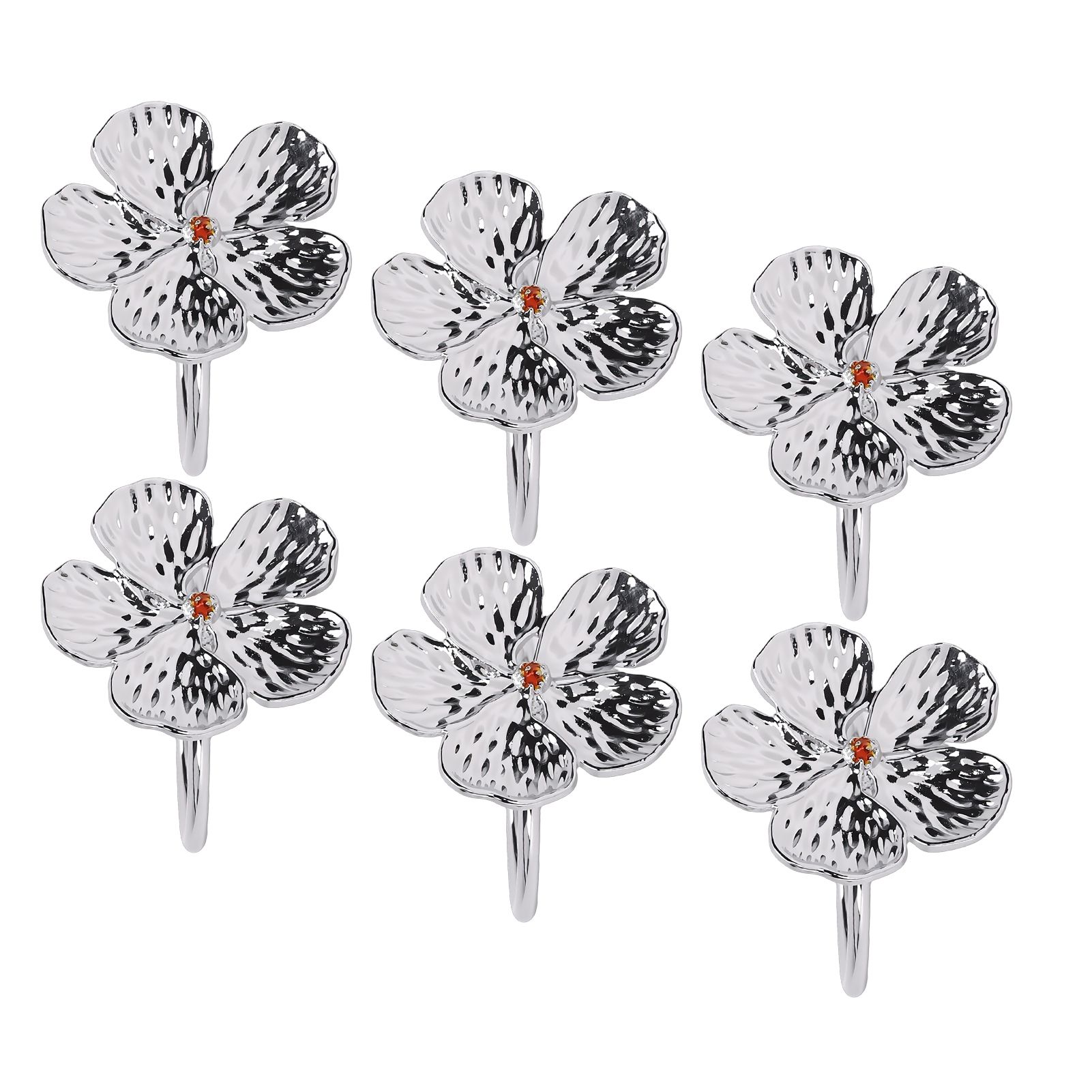 6 Pcs Floral Serviette Buckles Zinc Alloy Elegant Flower Napkin Holder Rings