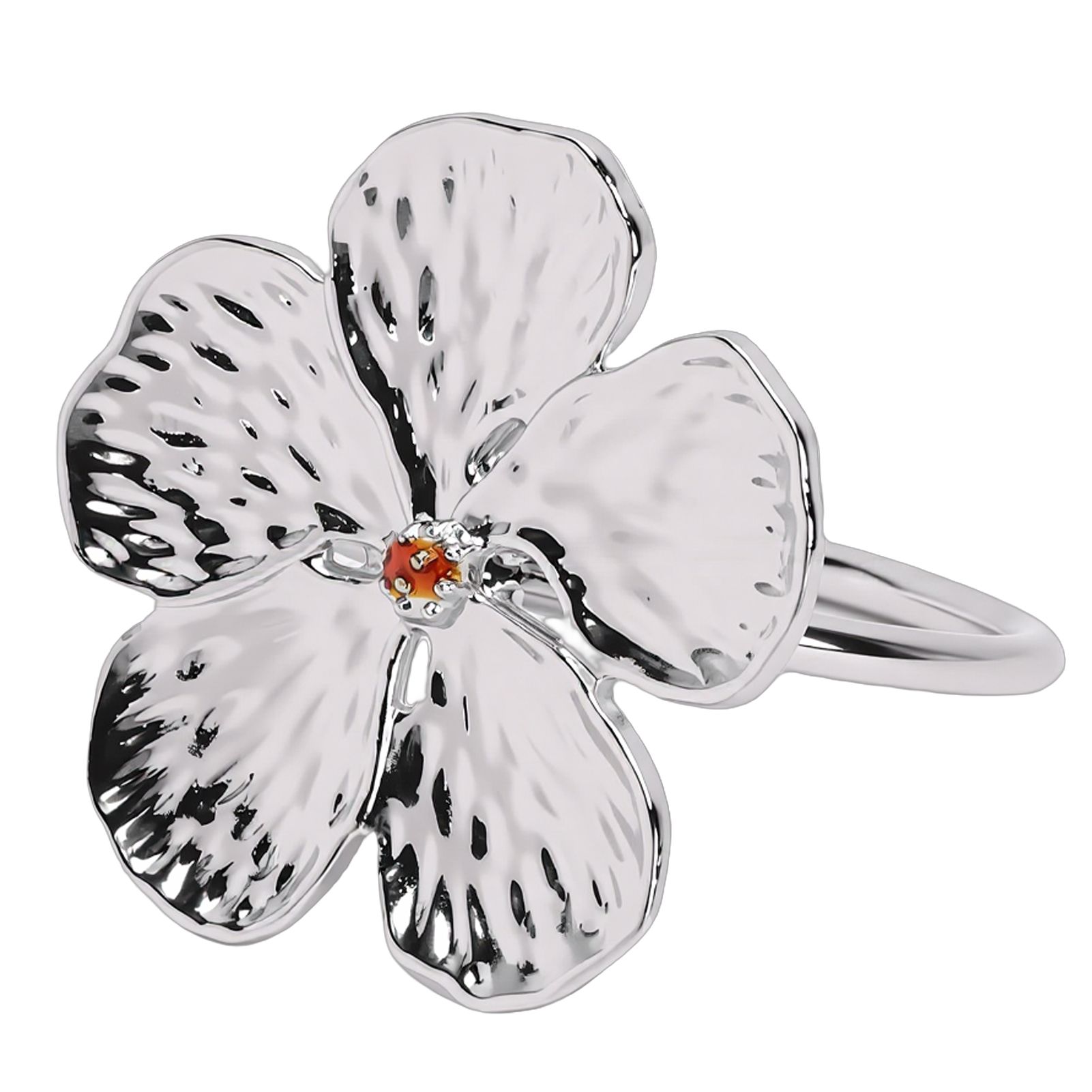 6 Pcs Floral Serviette Buckles Zinc Alloy Elegant Flower Napkin Holder Rings view 2