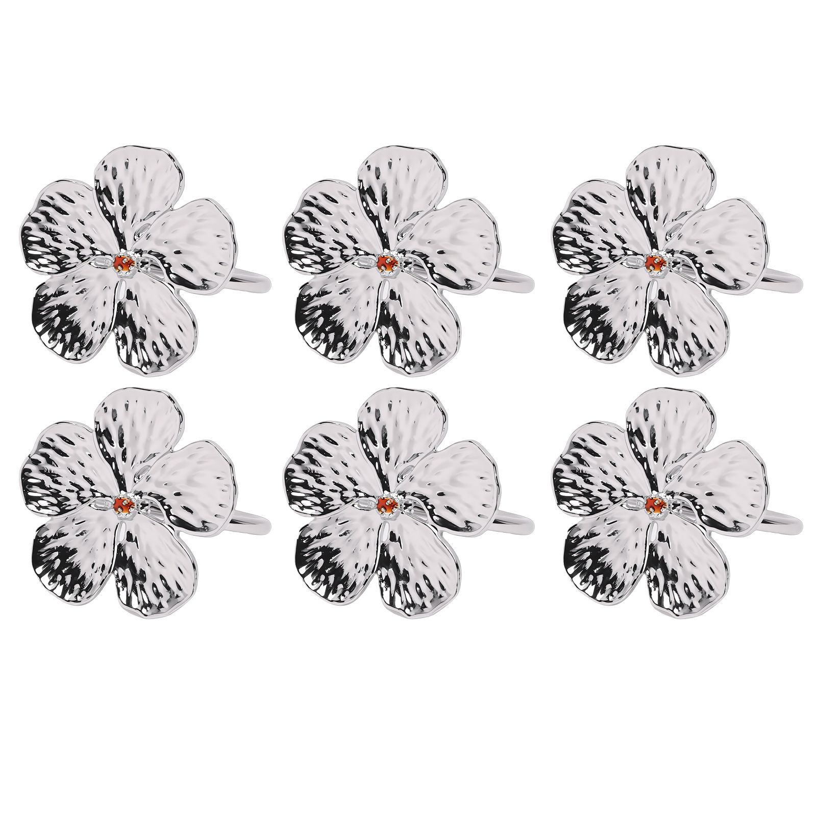 6 Pcs Floral Serviette Buckles Zinc Alloy Elegant Flower Napkin Holder Rings view 3