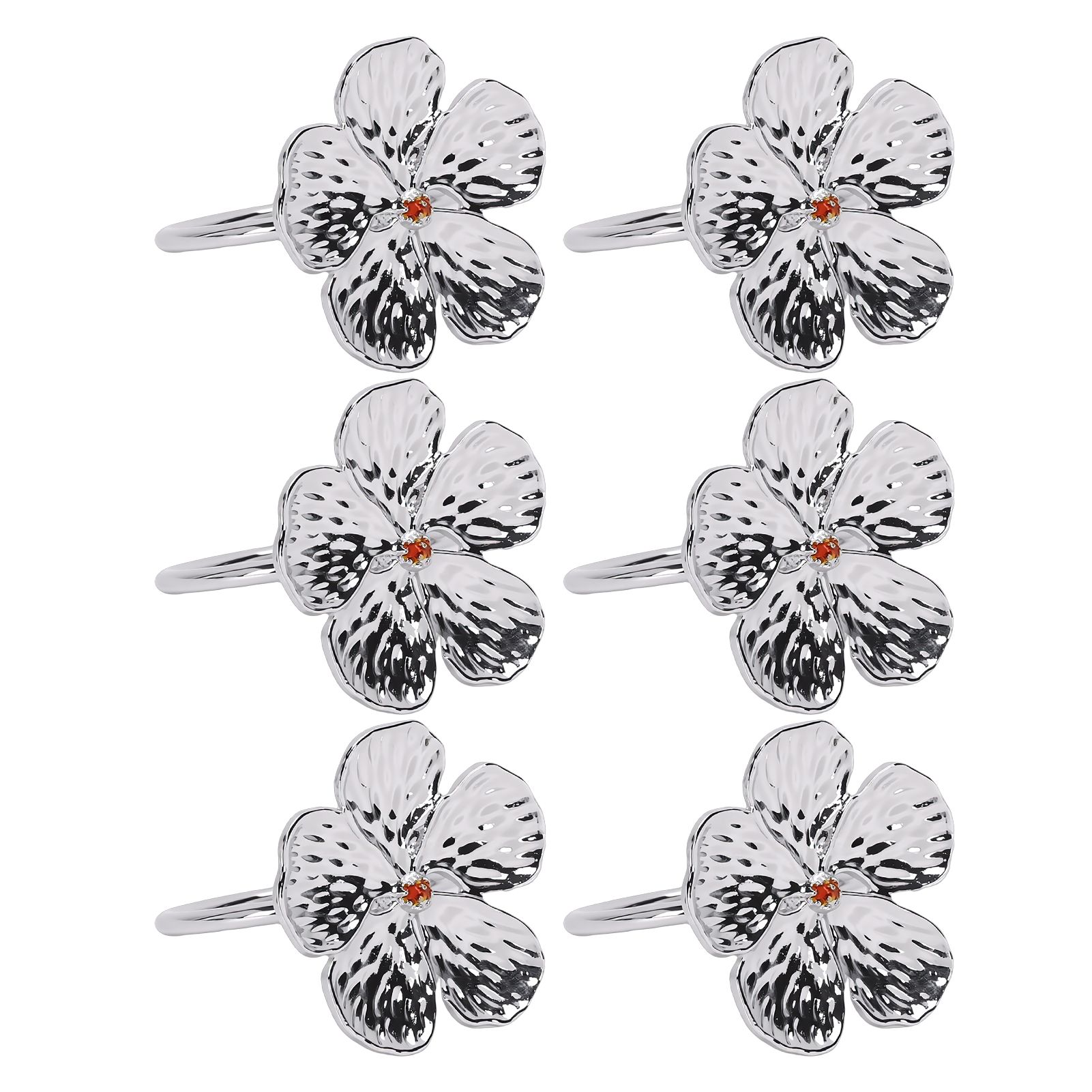 6 Pcs Floral Serviette Buckles Zinc Alloy Elegant Flower Napkin Holder Rings view 6