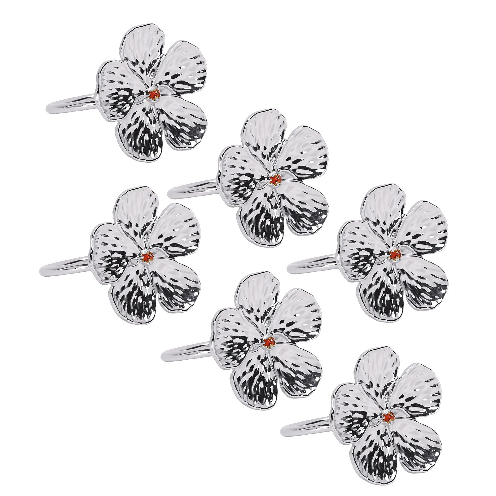 6 Pcs Floral Serviette Buckles Zinc Alloy Elegant Flower Napkin Holder Rings view 8