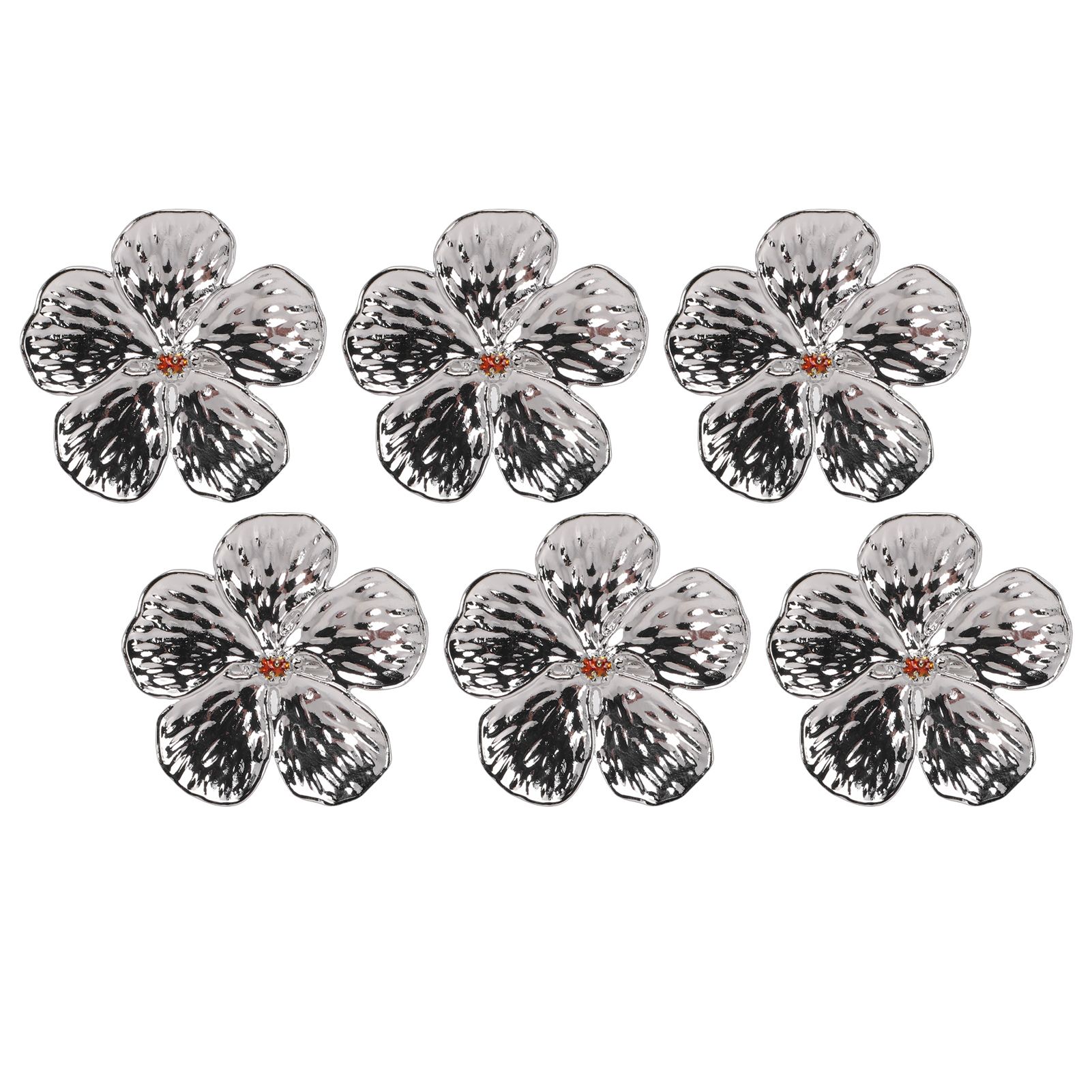 6 Pcs Floral Serviette Buckles Zinc Alloy Elegant Flower Napkin Holder Rings view 9