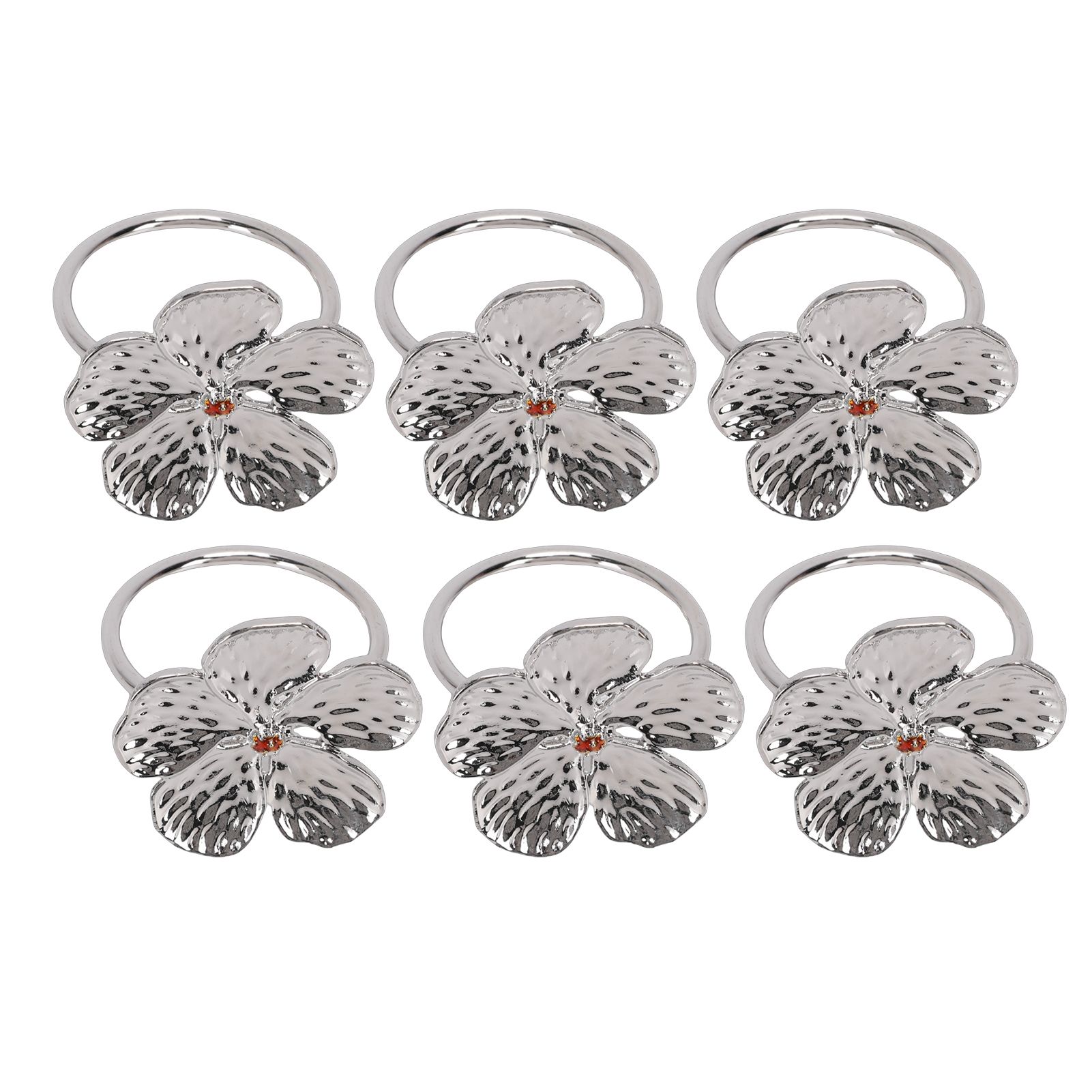 6 Pcs Floral Serviette Buckles Zinc Alloy Elegant Flower Napkin Holder Rings view 12