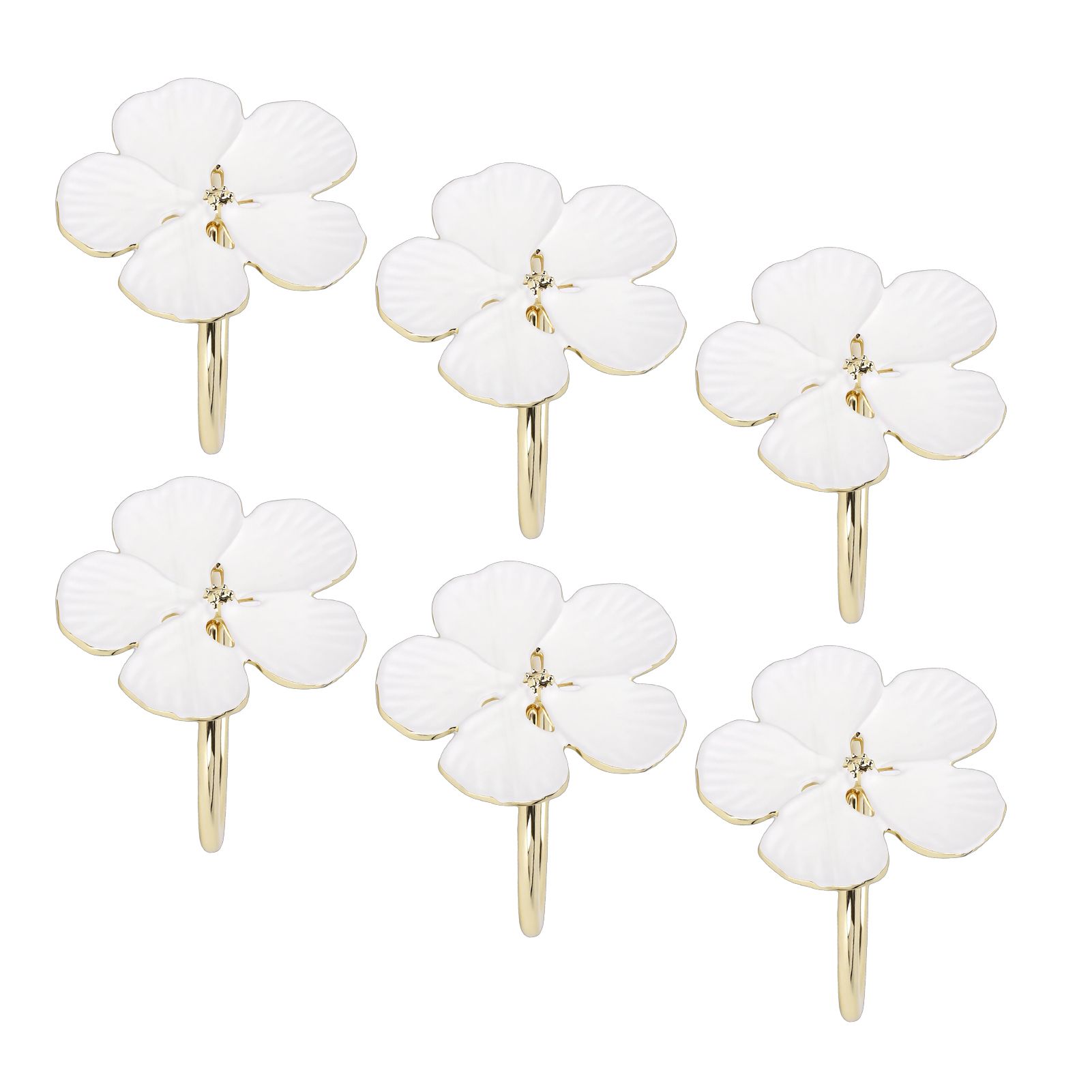 6 Pcs Floral Serviette Buckles Zinc Alloy Elegant Flower Napkin Holder Rings