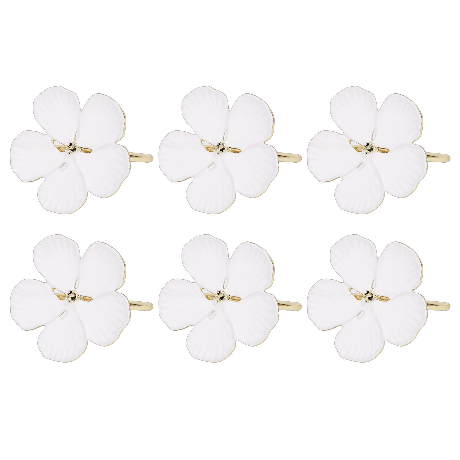 6 Pcs Floral Serviette Buckles Zinc Alloy Elegant Flower Napkin Holder Rings view 3