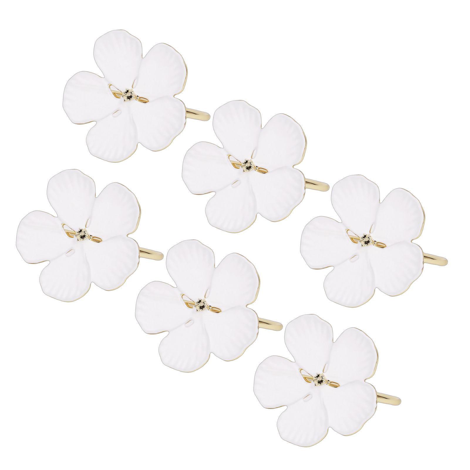 6 Pcs Floral Serviette Buckles Zinc Alloy Elegant Flower Napkin Holder Rings view 4