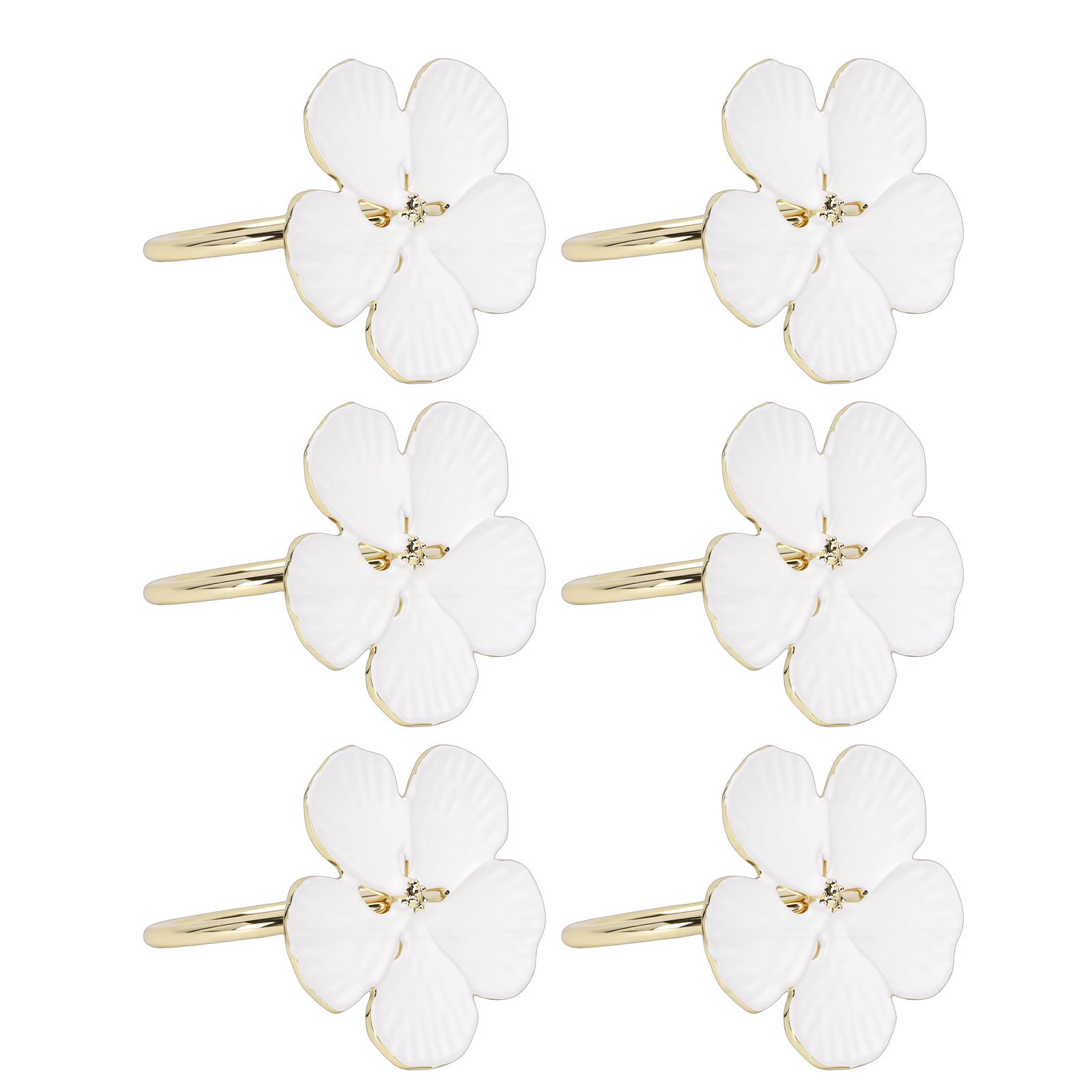 6 Pcs Floral Serviette Buckles Zinc Alloy Elegant Flower Napkin Holder Rings view 6
