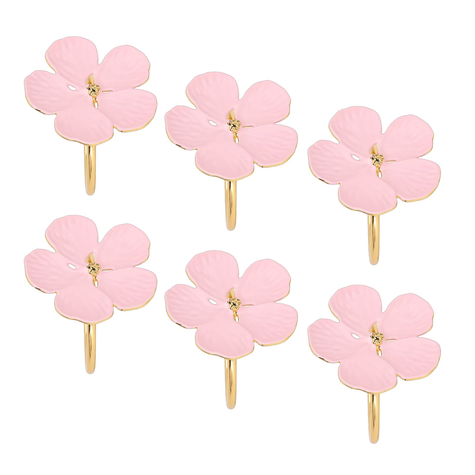 6 Pcs Floral Serviette Buckles Zinc Alloy Elegant Flower Napkin Holder Rings