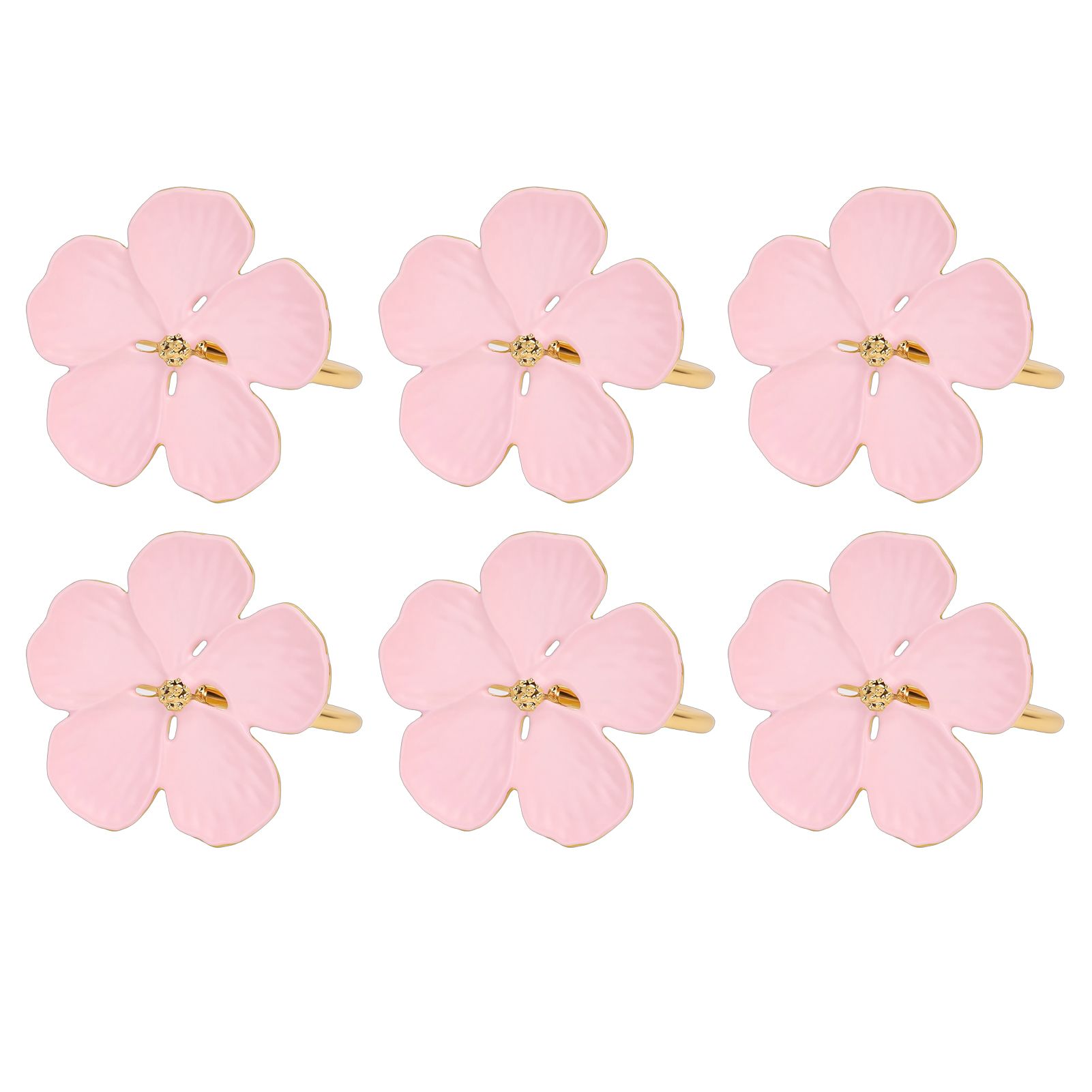 6 Pcs Floral Serviette Buckles Zinc Alloy Elegant Flower Napkin Holder Rings view 3