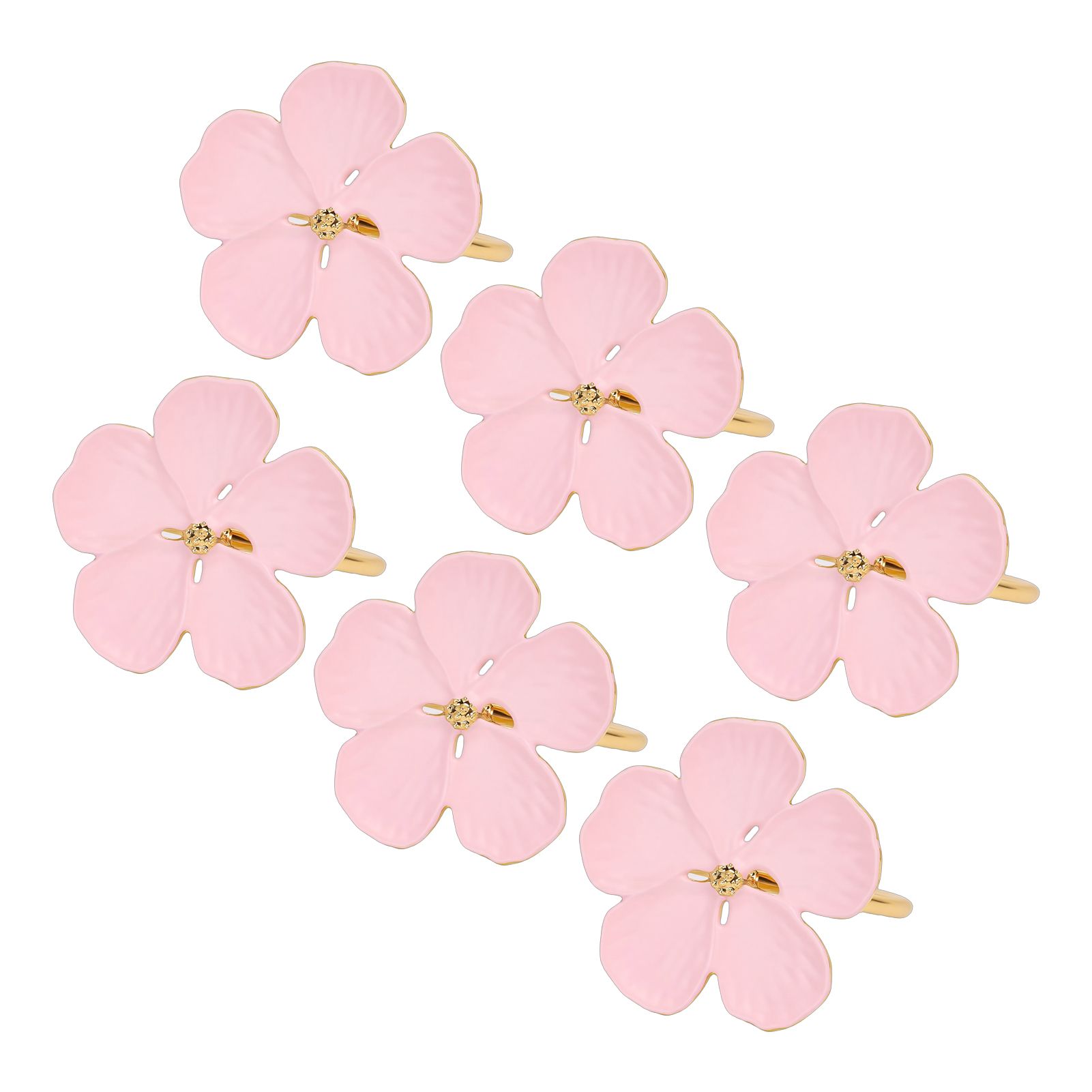 6 Pcs Floral Serviette Buckles Zinc Alloy Elegant Flower Napkin Holder Rings view 4