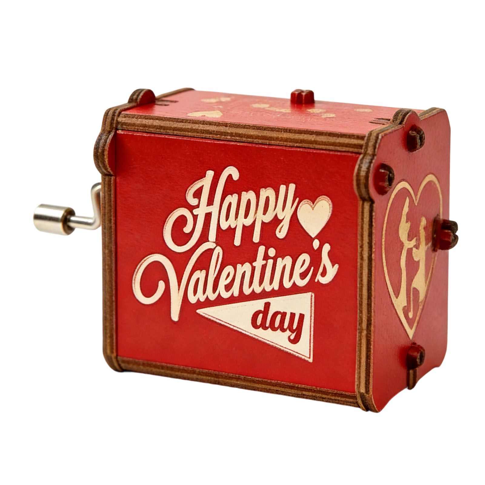 Music Box Hand Cranked Vintage Wood Engraved Musical Box for Holiday Present view 2