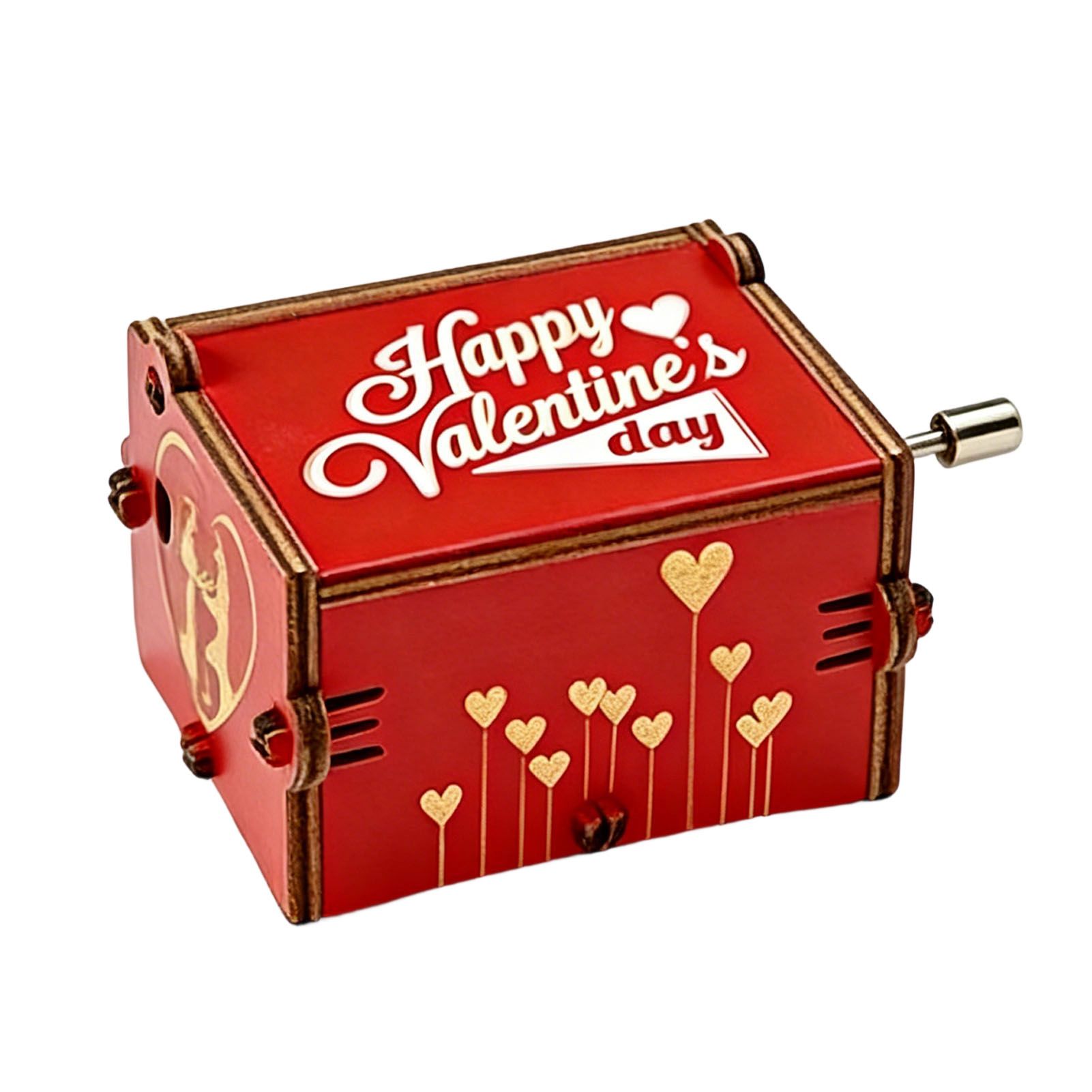 Music Box Hand Cranked Vintage Wood Engraved Musical Box for Holiday Present view 4