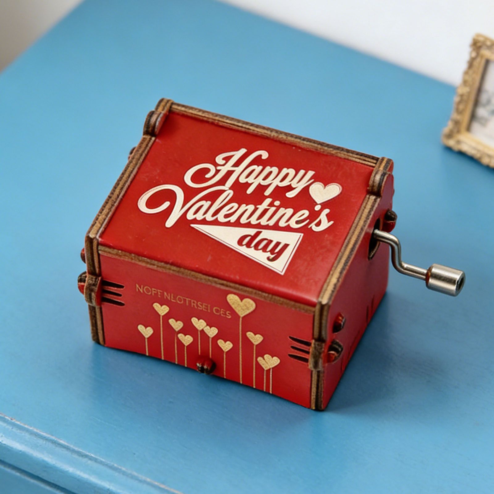 Music Box Hand Cranked Vintage Wood Engraved Musical Box for Holiday Present view 7