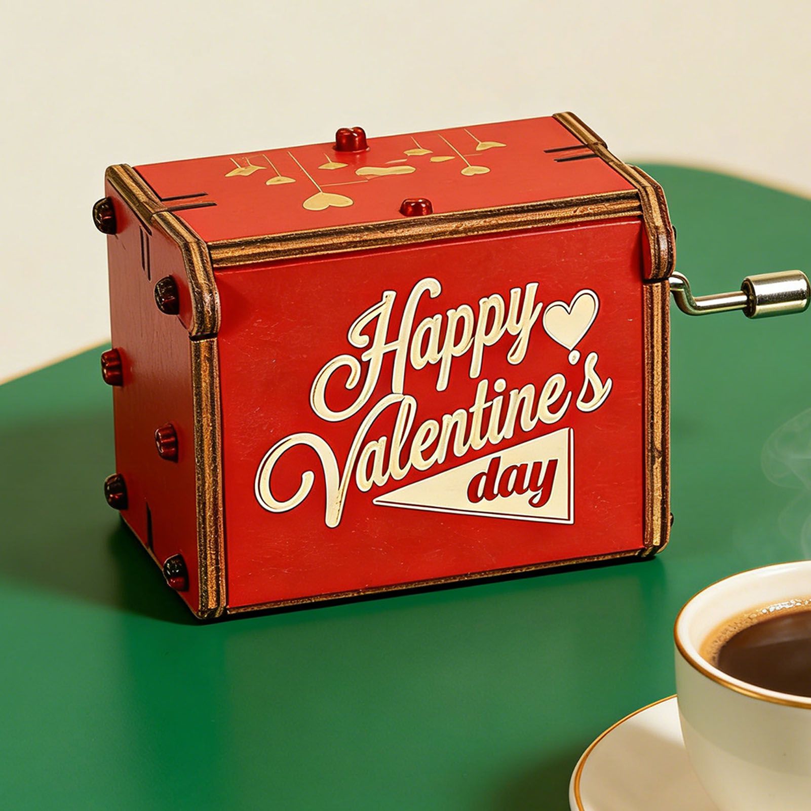Music Box Hand Cranked Vintage Wood Engraved Musical Box for Holiday Present view 9