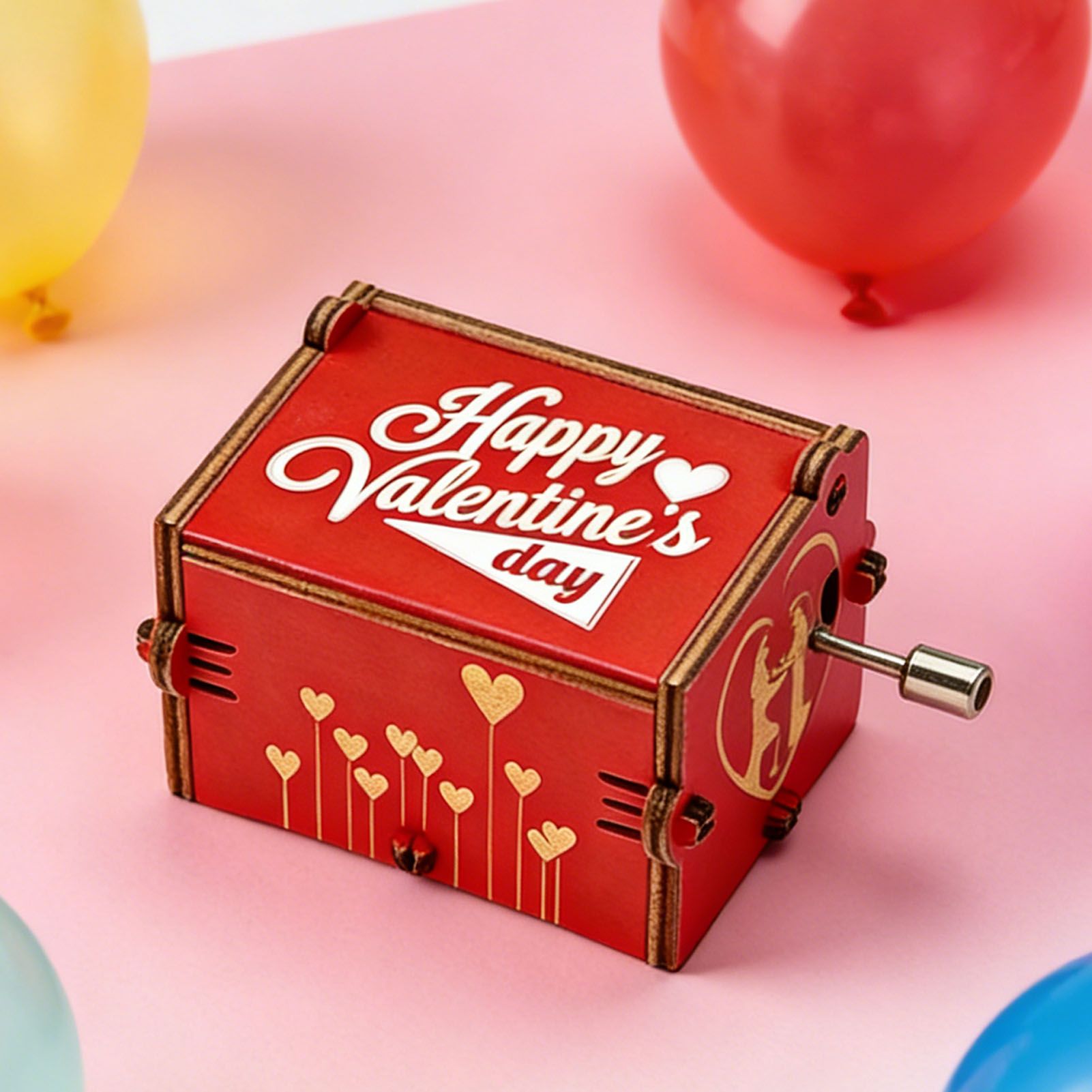 Music Box Hand Cranked Vintage Wood Engraved Musical Box for Holiday Present view 12