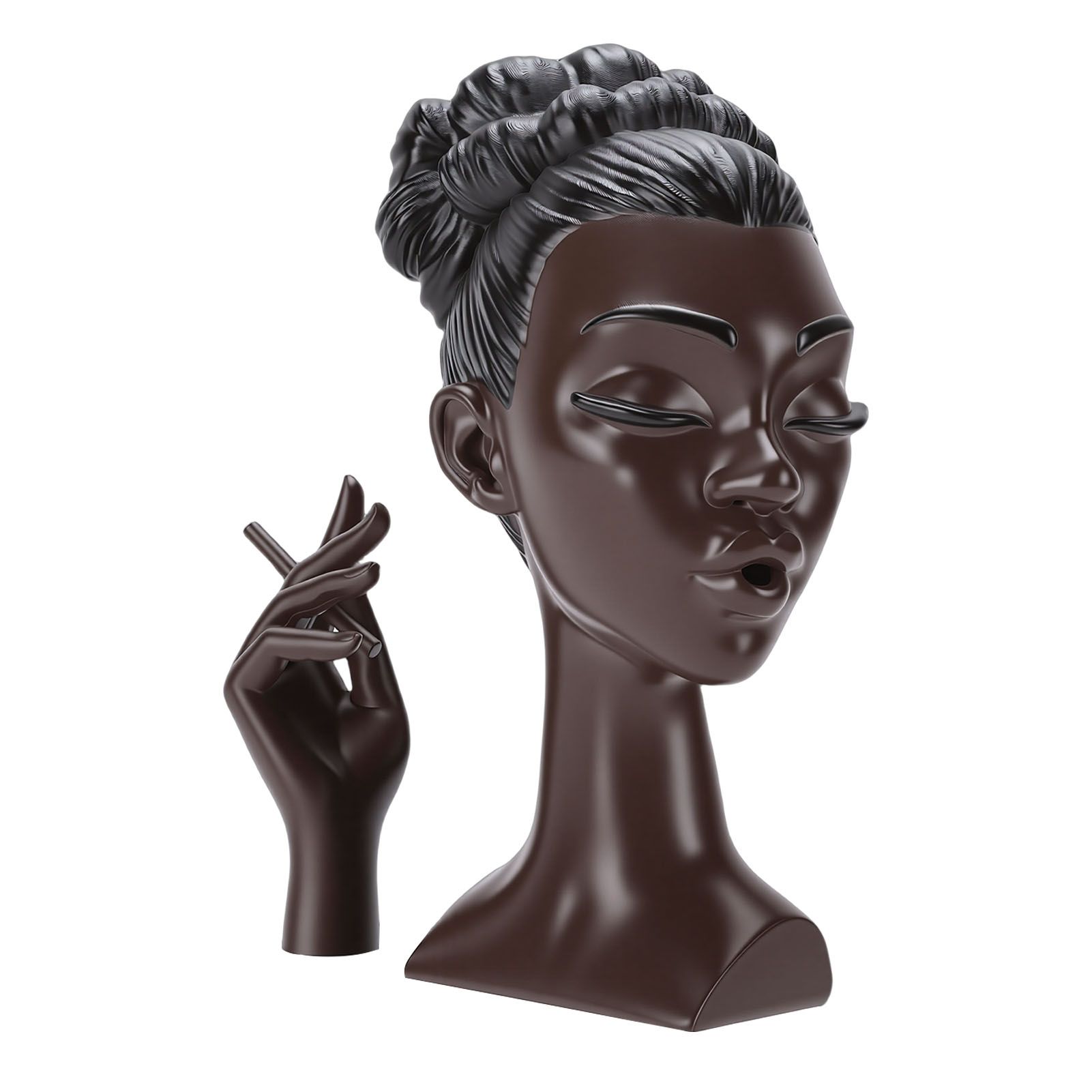 Head Scents Holder Funny Elegant Black Women Head Shaped Resin Home Office view 3