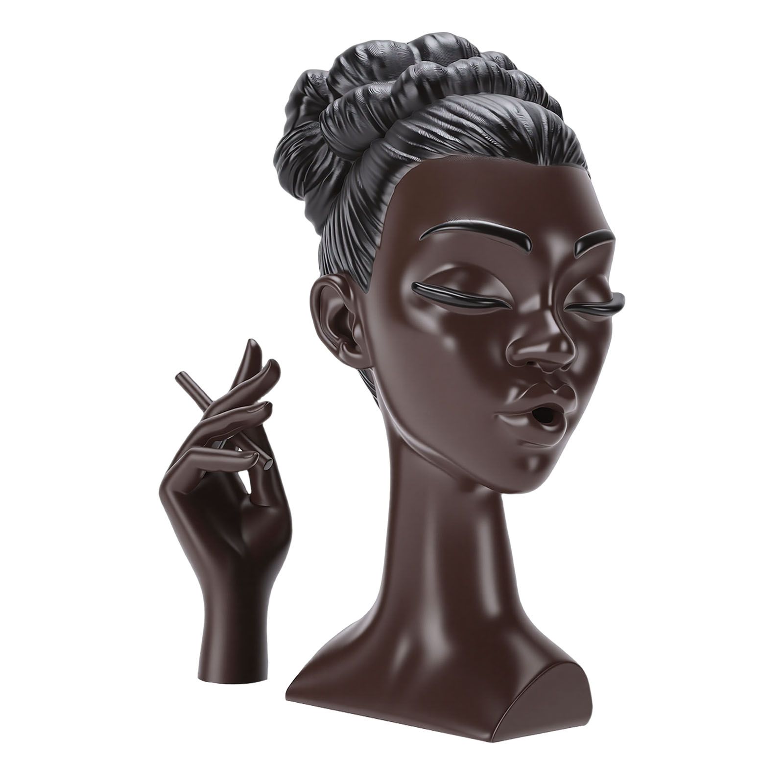 Head Scents Holder Funny Elegant Black Women Head Shaped Resin Home Office view 5