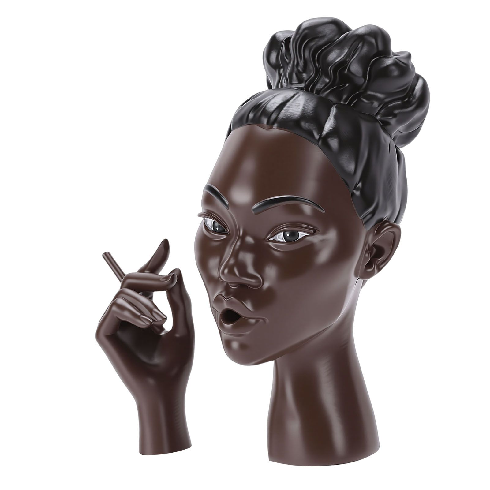 Head Scents Holder Funny Elegant Black Women Head Shaped Resin Home Office