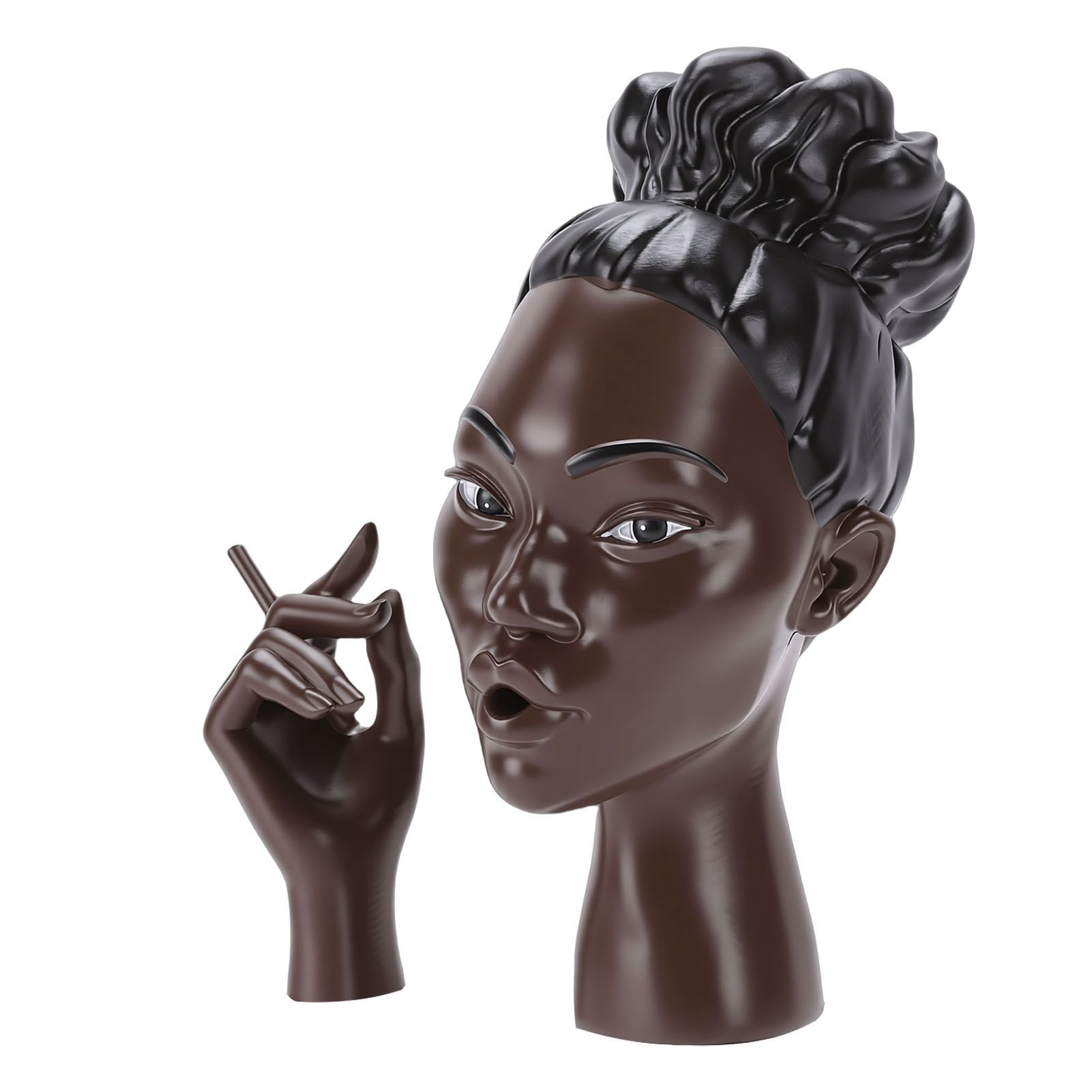 Head Scents Holder Funny Elegant Black Women Head Shaped Resin Home Office view 5