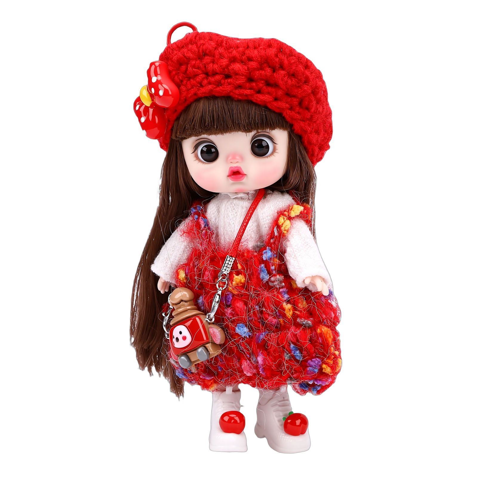 Phone Doll Pendant 5.9 Inch Cute Hanging Jointed Little Girl Doll Cell Phone view 4