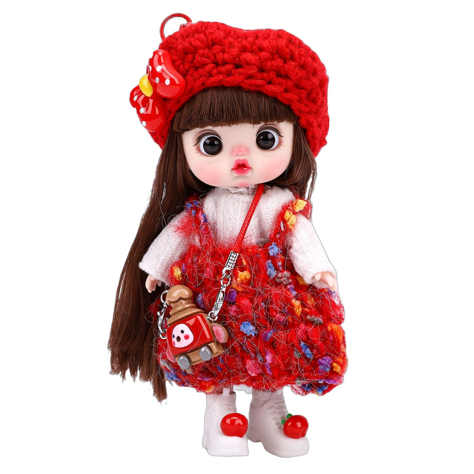 Phone Doll Pendant 5.9 Inch Cute Hanging Jointed Little Girl Doll Cell Phone view 6