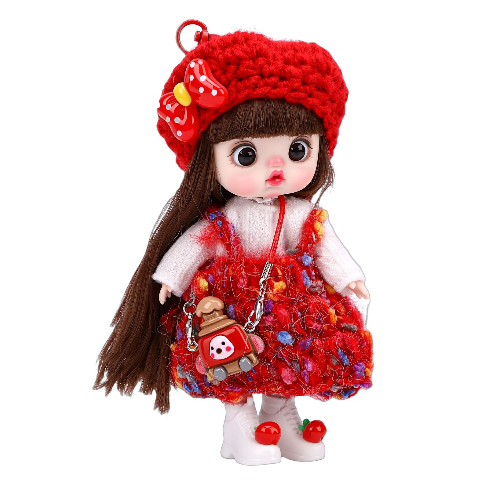 Phone Doll Pendant 5.9 Inch Cute Hanging Jointed Little Girl Doll Cell Phone view 8