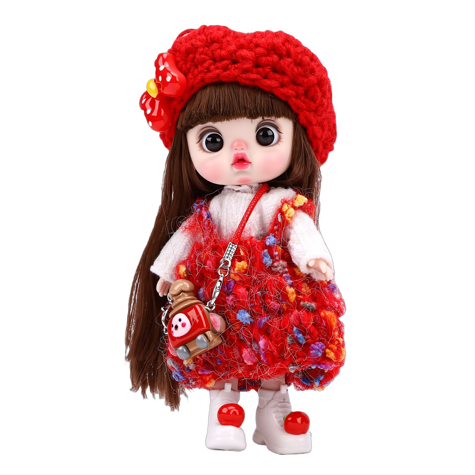Phone Doll Pendant 5.9 Inch Cute Hanging Jointed Little Girl Doll Cell Phone view 10
