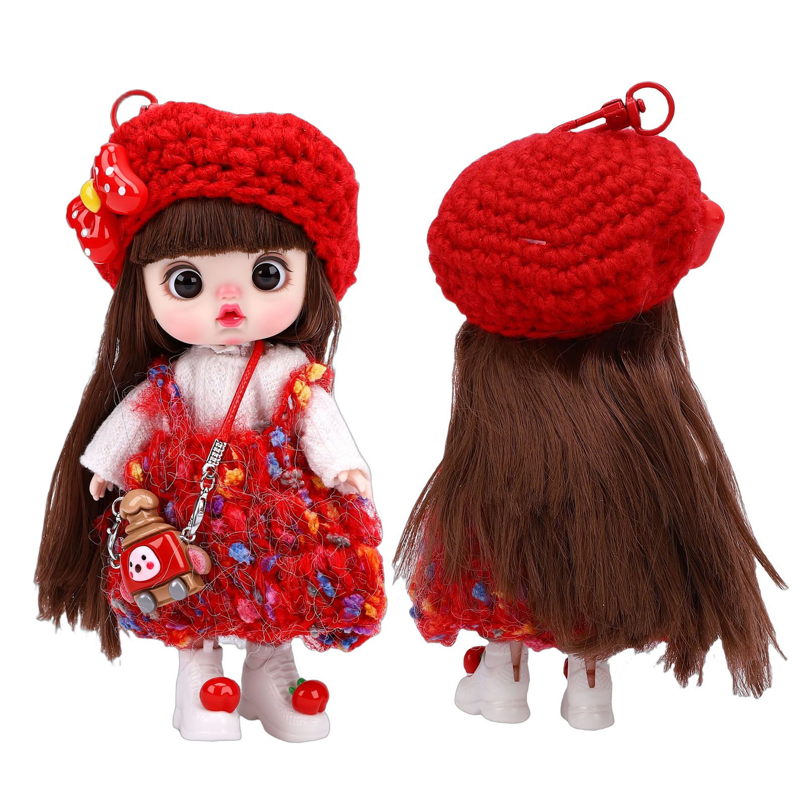 Phone Doll Pendant 5.9 Inch Cute Hanging Jointed Little Girl Doll Cell Phone view 12