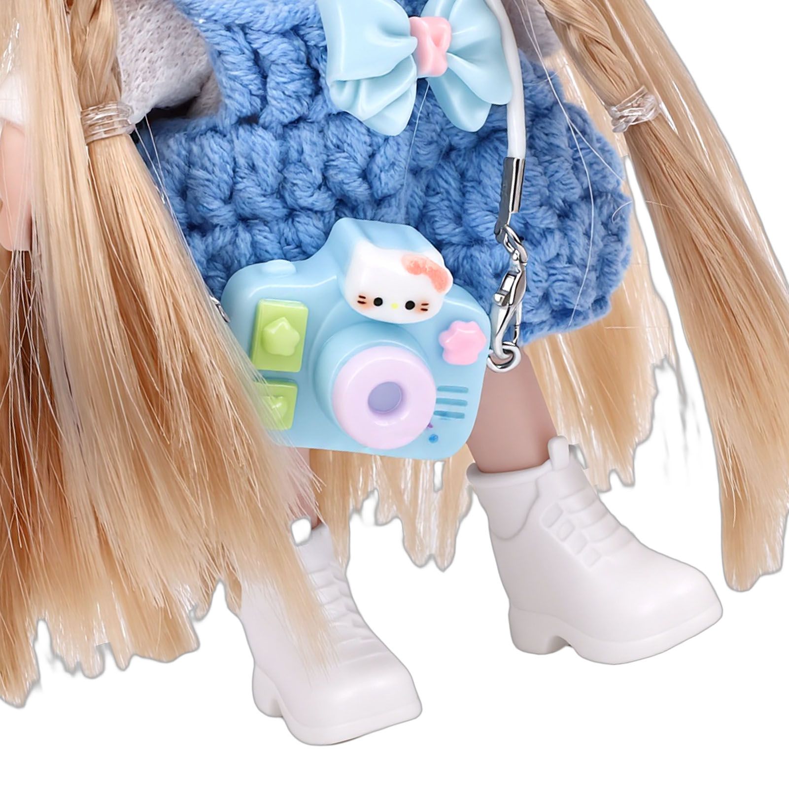 Doll Phone Pendant 15cm Cute Hanging Doll with Movable Joints Hand Crocheted view 2