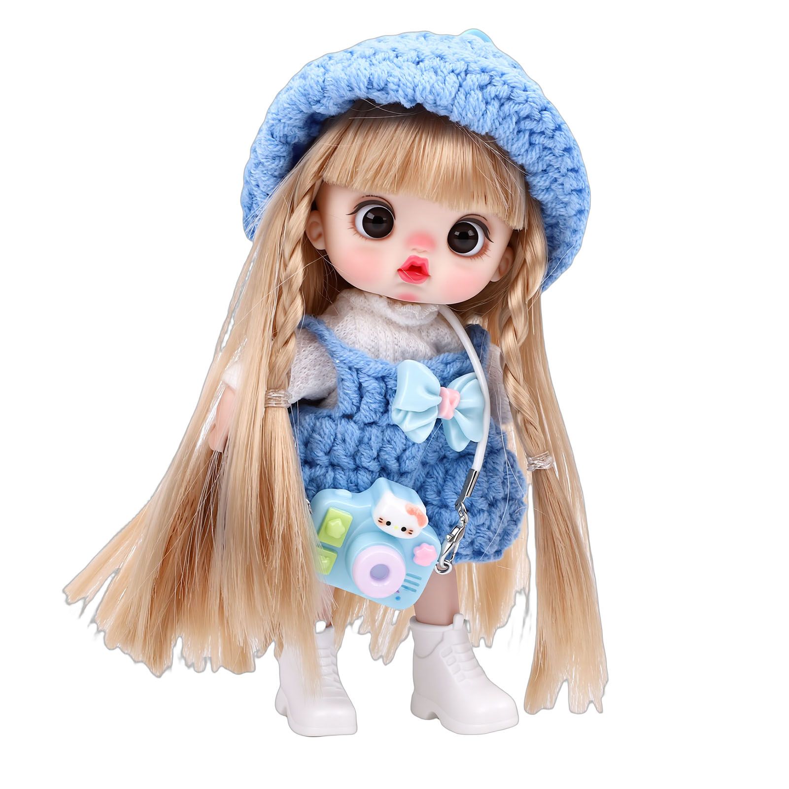 Doll Phone Pendant 15cm Cute Hanging Doll with Movable Joints Hand Crocheted view 4