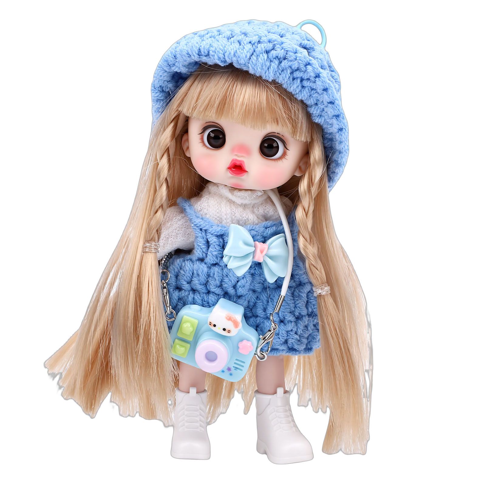 Doll Phone Pendant 15cm Cute Hanging Doll with Movable Joints Hand Crocheted view 6