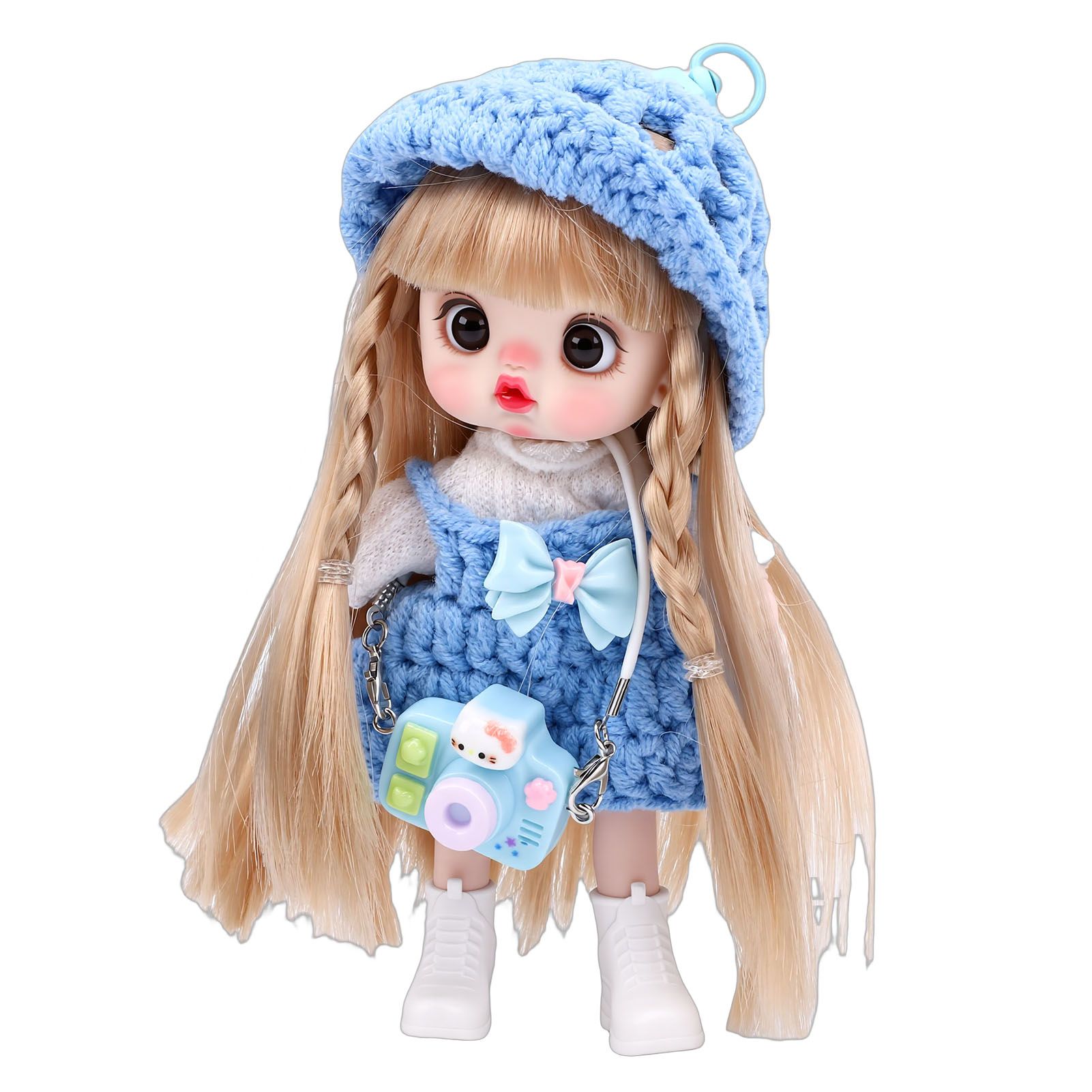 Doll Phone Pendant 15cm Cute Hanging Doll with Movable Joints Hand Crocheted view 8