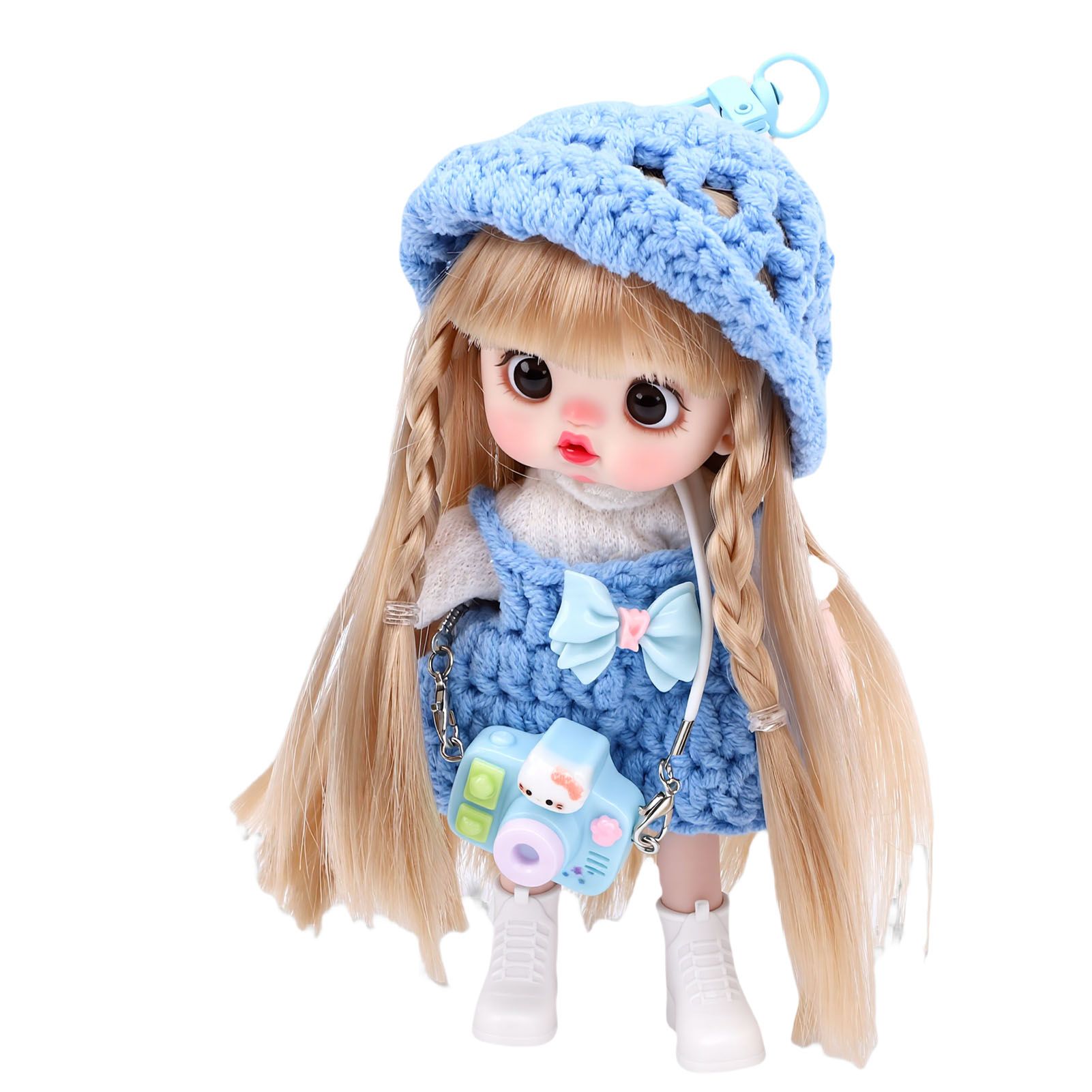Doll Phone Pendant 15cm Cute Hanging Doll with Movable Joints Hand Crocheted view 9