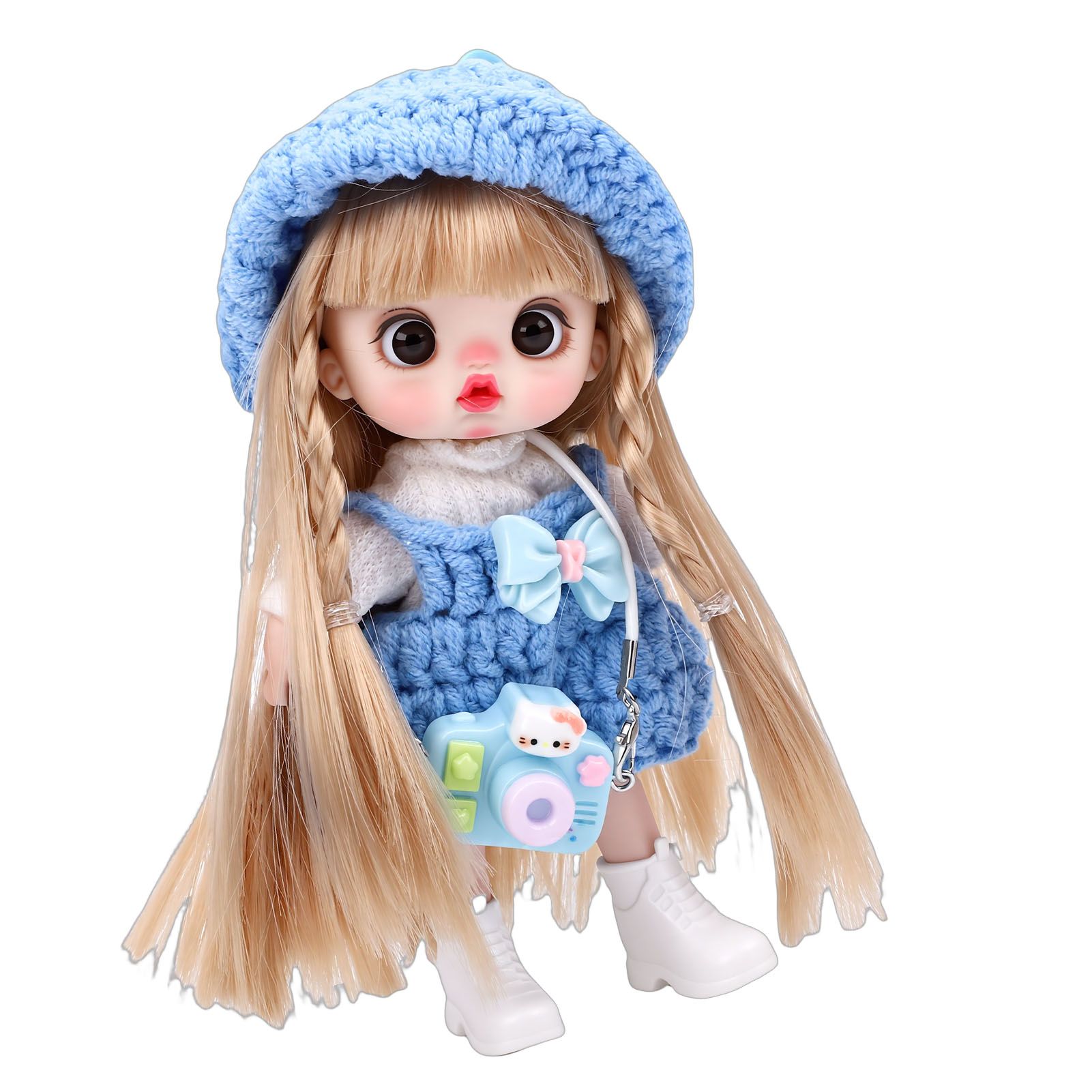 Doll Phone Pendant 15cm Cute Hanging Doll with Movable Joints Hand Crocheted view 10